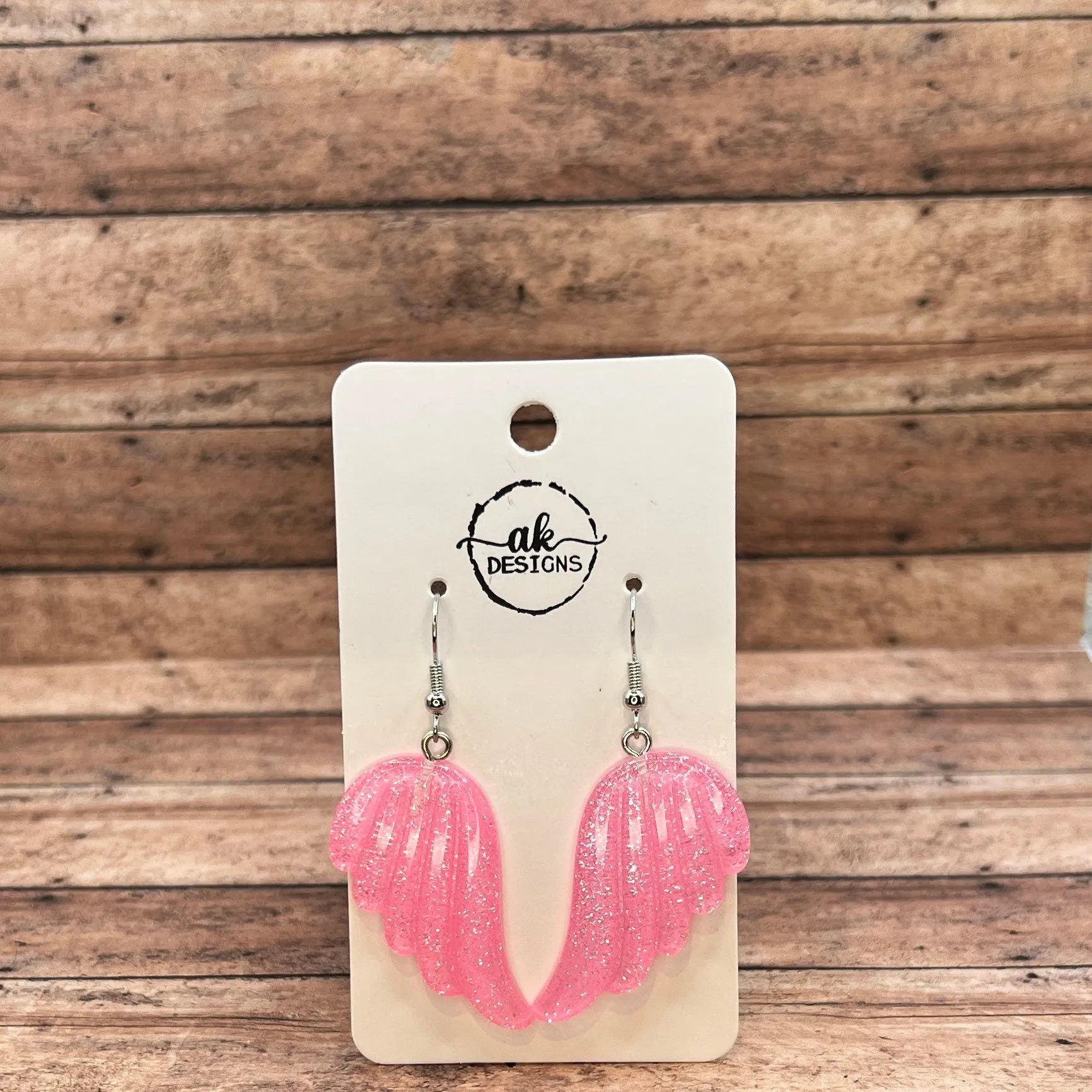Glitter Acrylic Angel Wing Earrings - Clearance