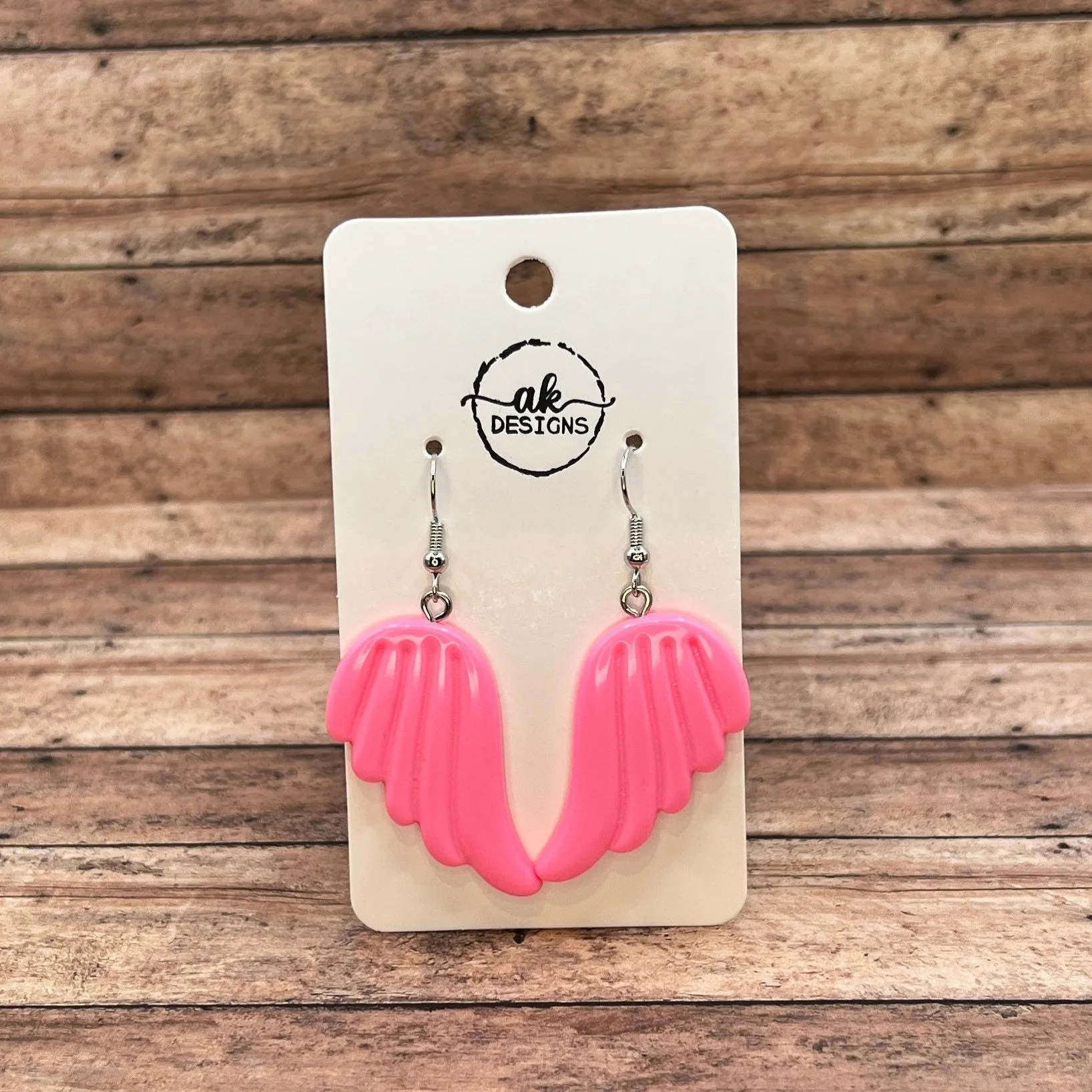 Glitter Acrylic Angel Wing Earrings - Clearance