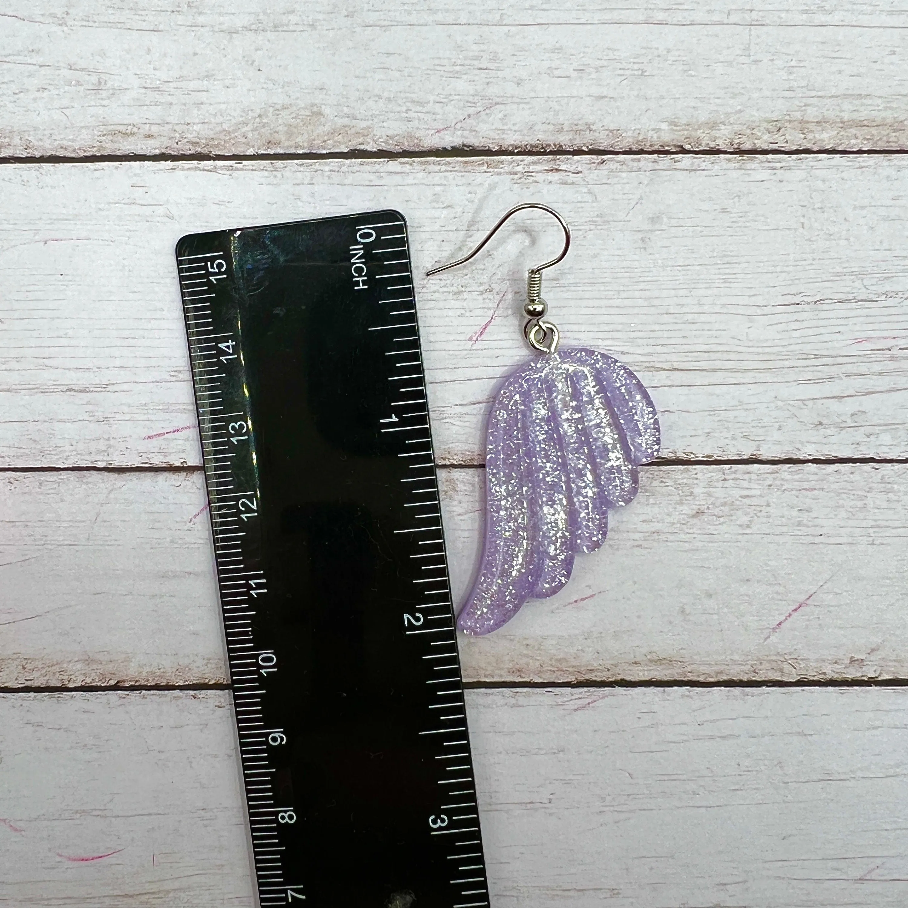 Glitter Acrylic Angel Wing Earrings - Clearance