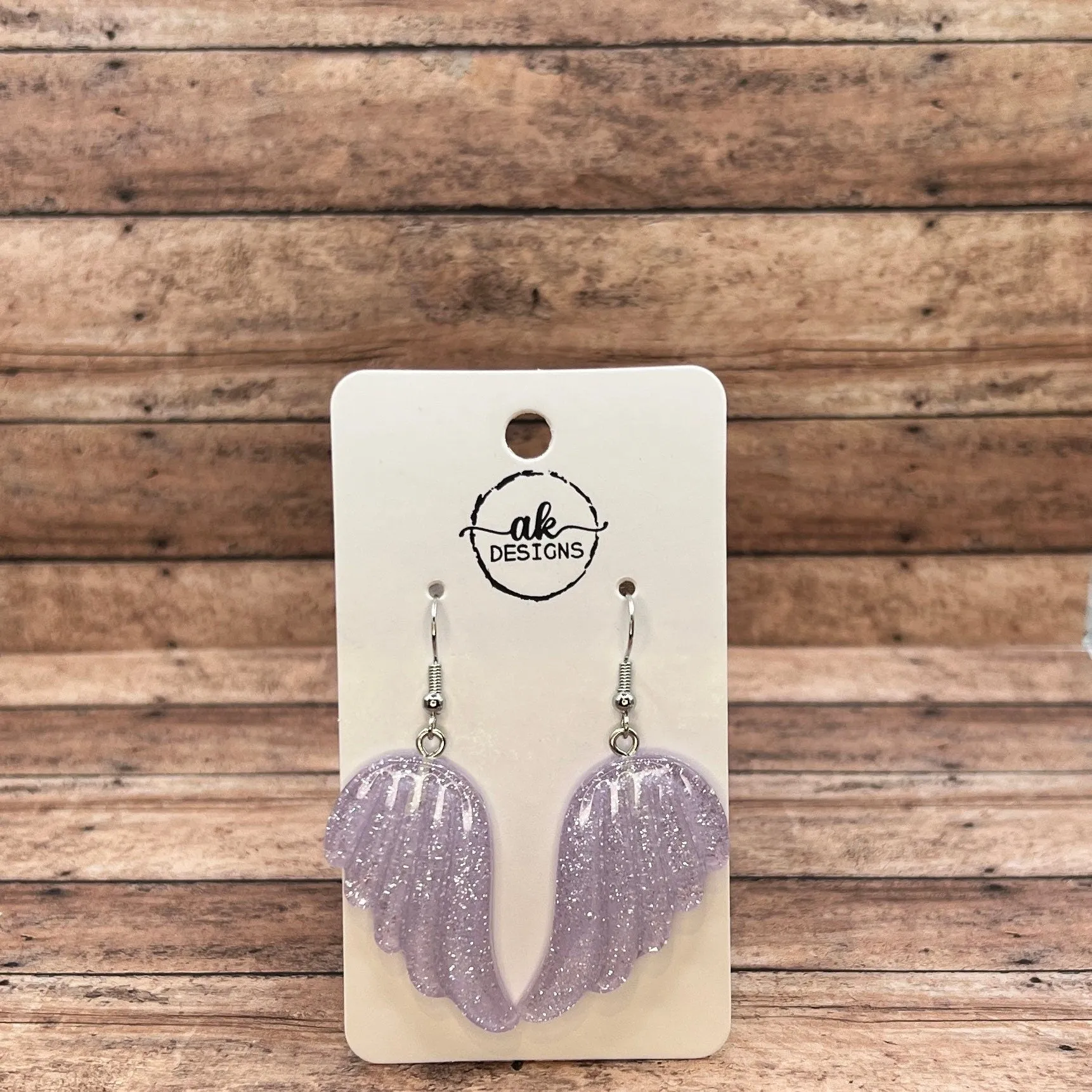 Glitter Acrylic Angel Wing Earrings - Clearance