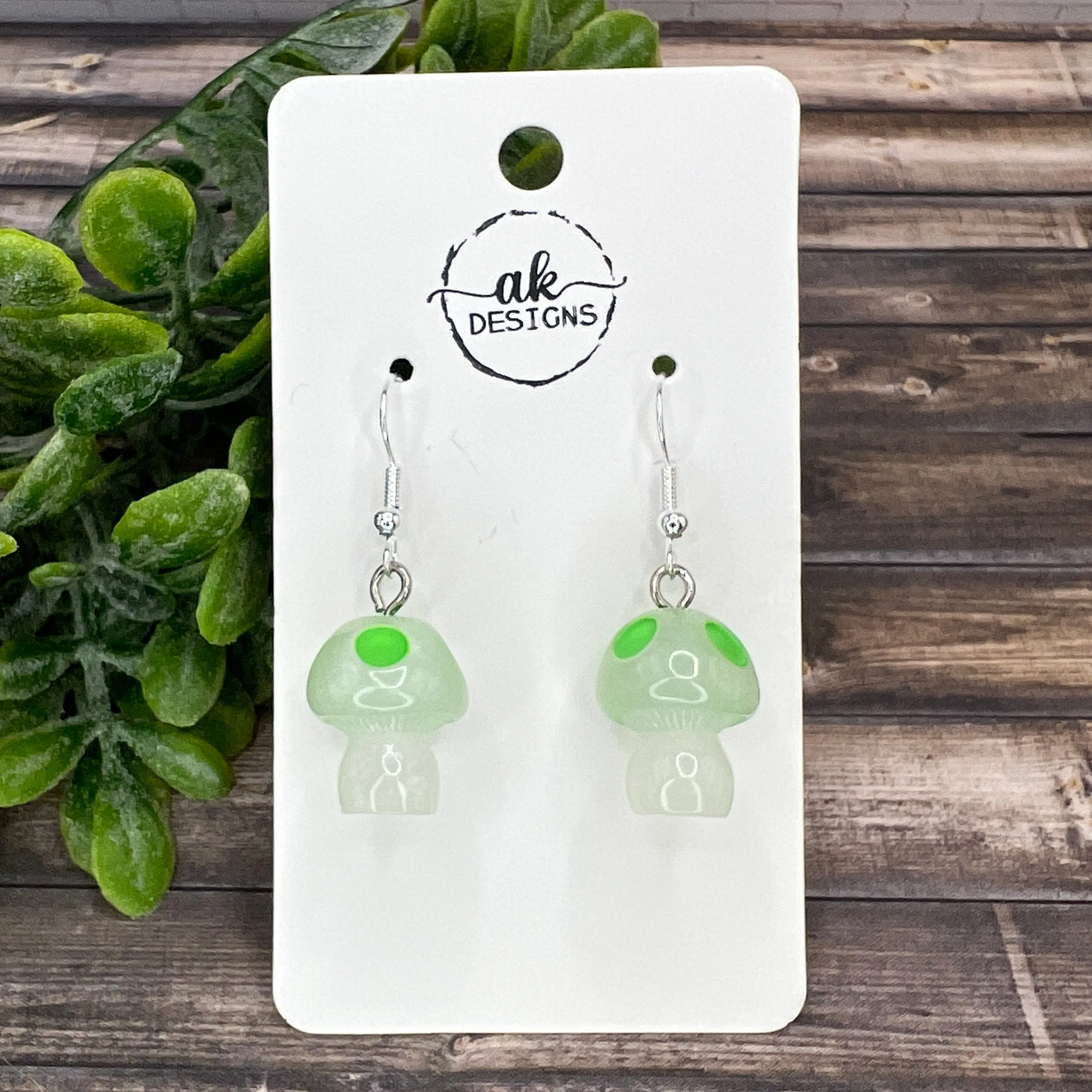 Glow in the Dark Mushroom Lightweight Resin Earrings, Hypoallergenic Nature Lover Gift - Clearance