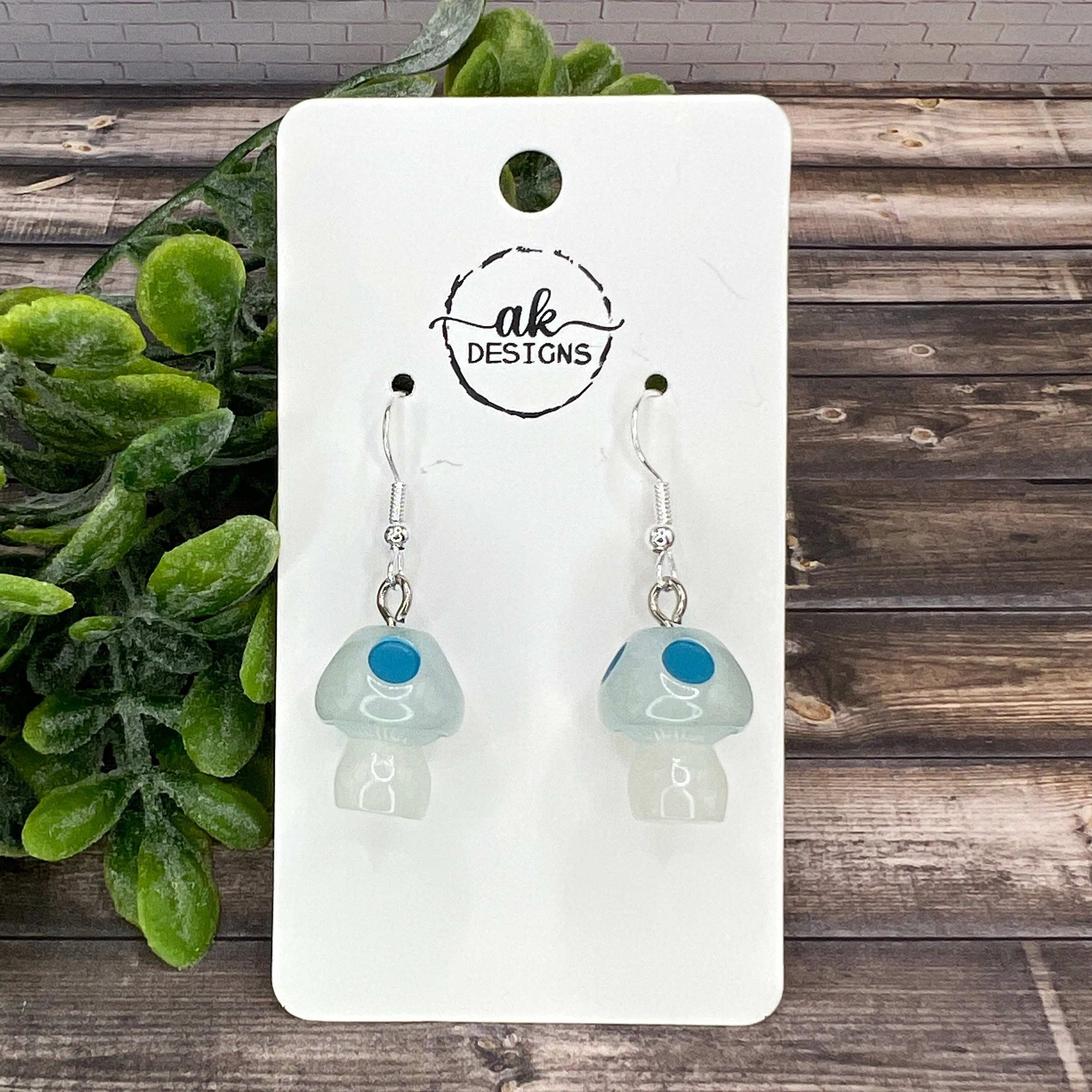 Glow in the Dark Mushroom Lightweight Resin Earrings, Hypoallergenic Nature Lover Gift - Clearance