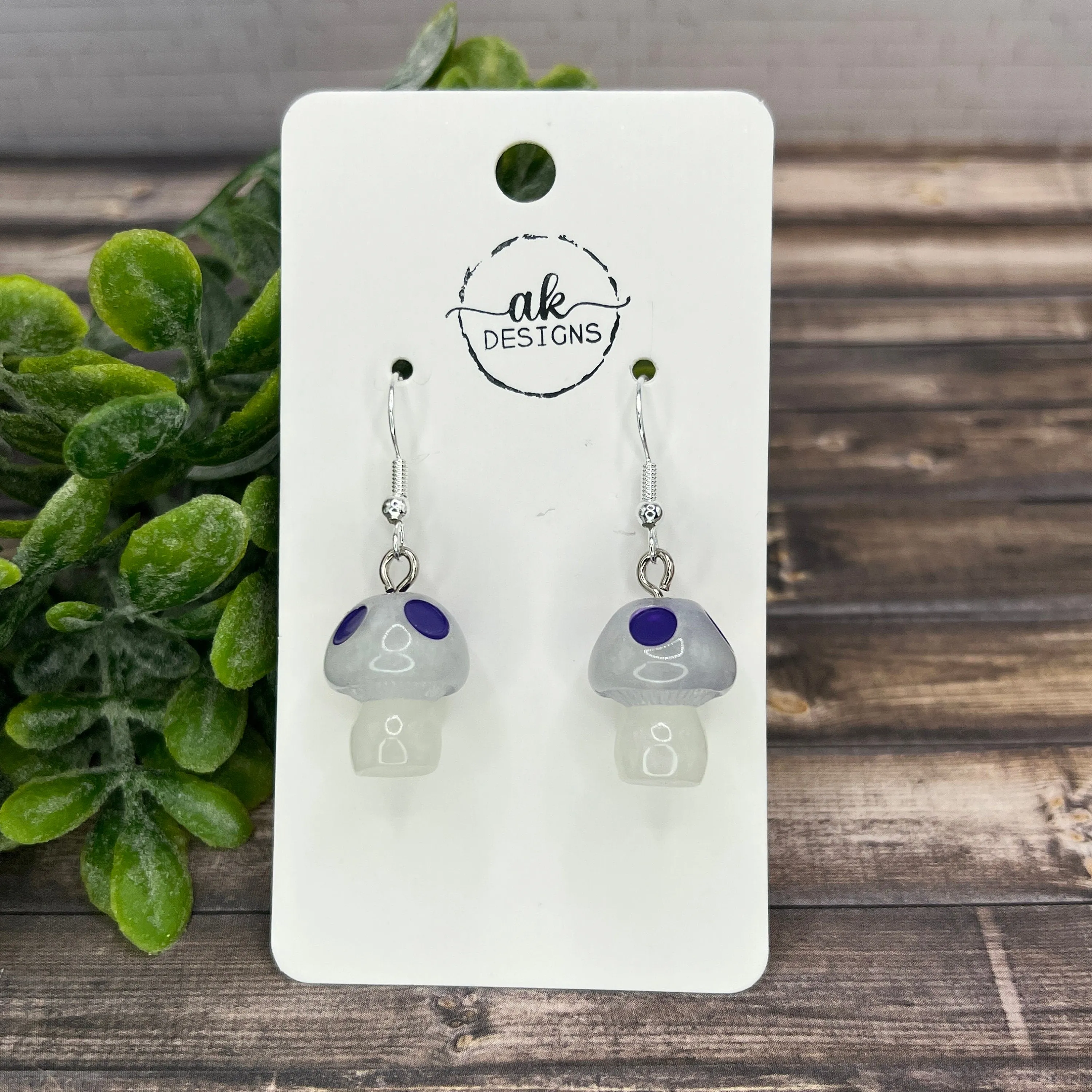 Glow in the Dark Mushroom Lightweight Resin Earrings, Hypoallergenic Nature Lover Gift - Clearance