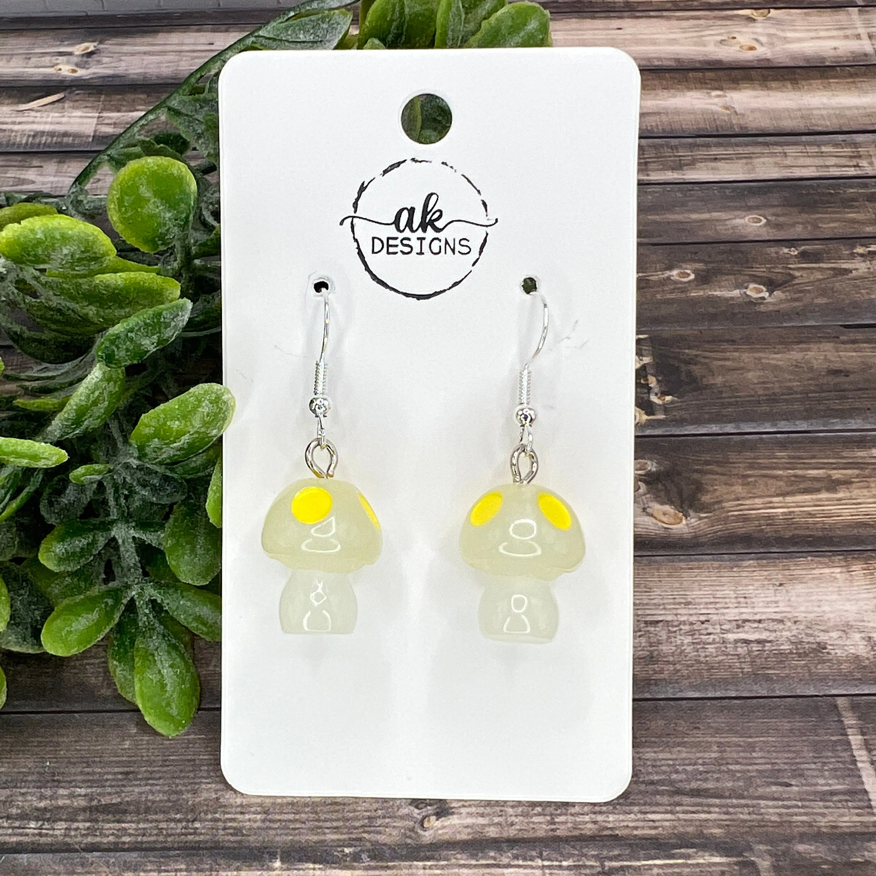 Glow in the Dark Mushroom Lightweight Resin Earrings, Hypoallergenic Nature Lover Gift - Clearance