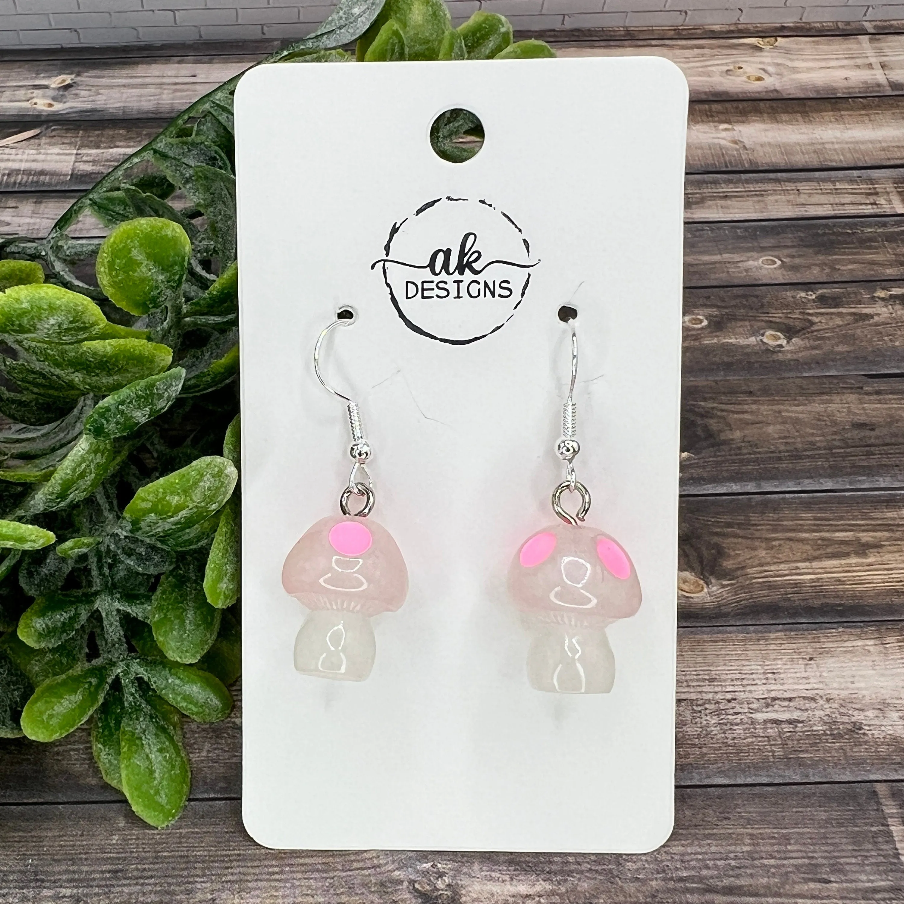 Glow in the Dark Mushroom Lightweight Resin Earrings, Hypoallergenic Nature Lover Gift - Clearance