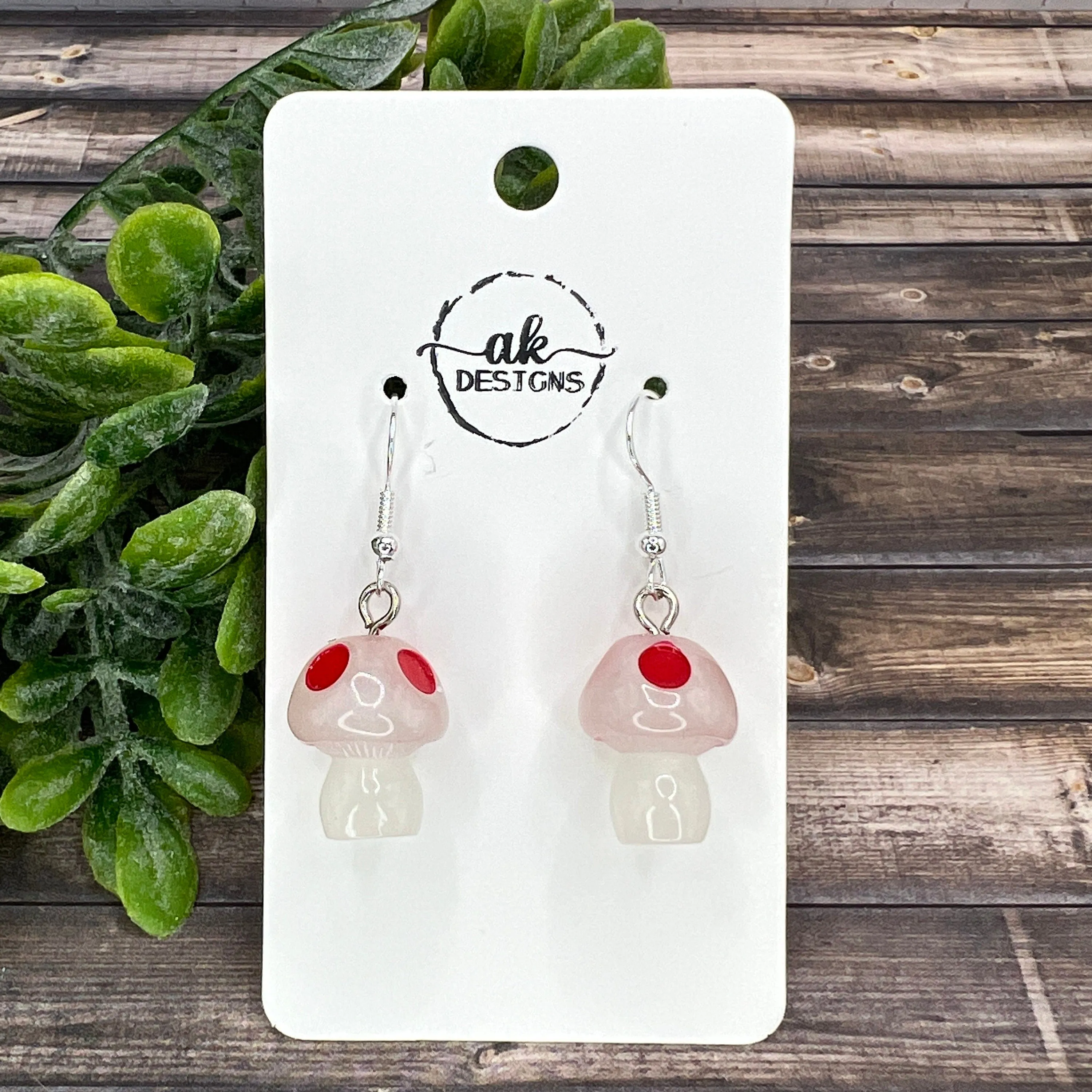 Glow in the Dark Mushroom Lightweight Resin Earrings, Hypoallergenic Nature Lover Gift - Clearance