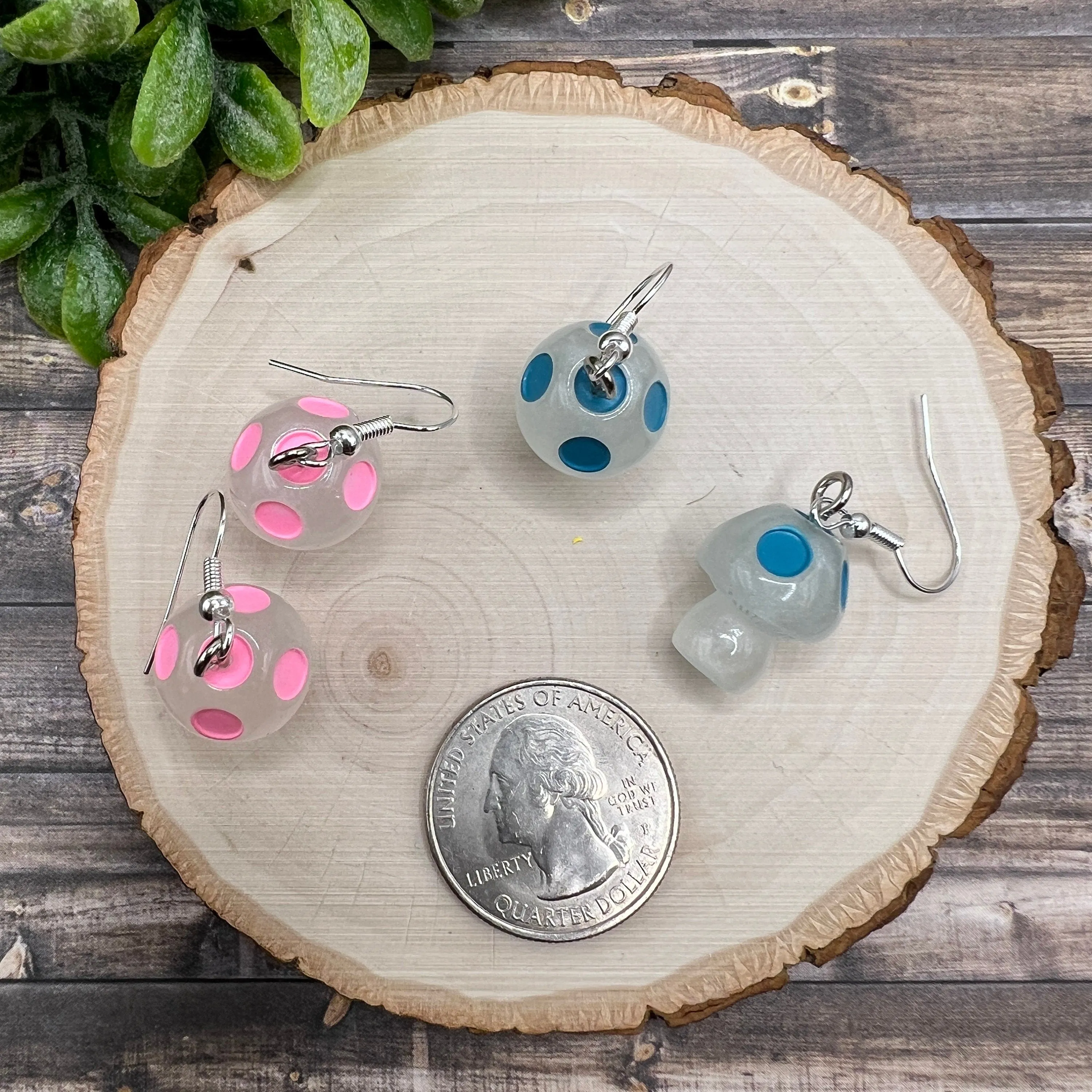 Glow in the Dark Mushroom Lightweight Resin Earrings, Hypoallergenic Nature Lover Gift - Clearance