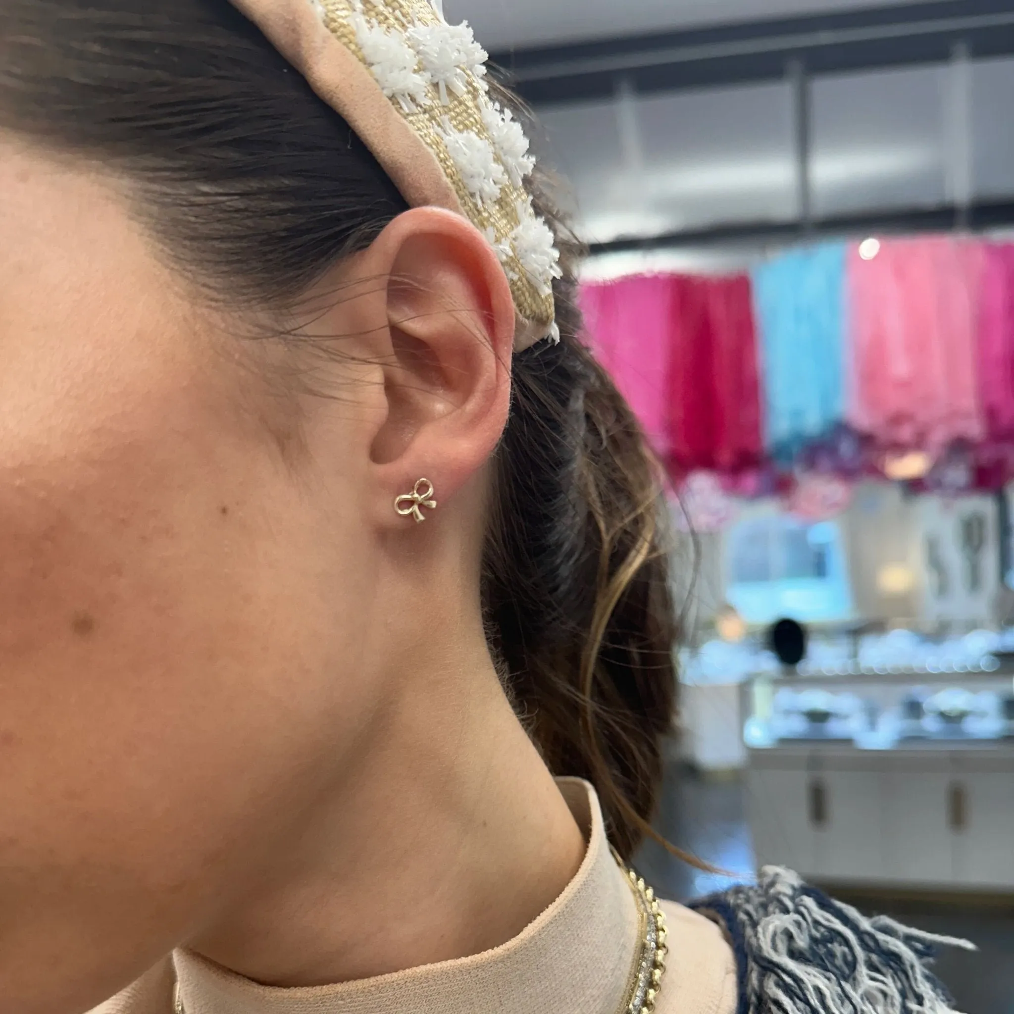 Gold Bow Studs