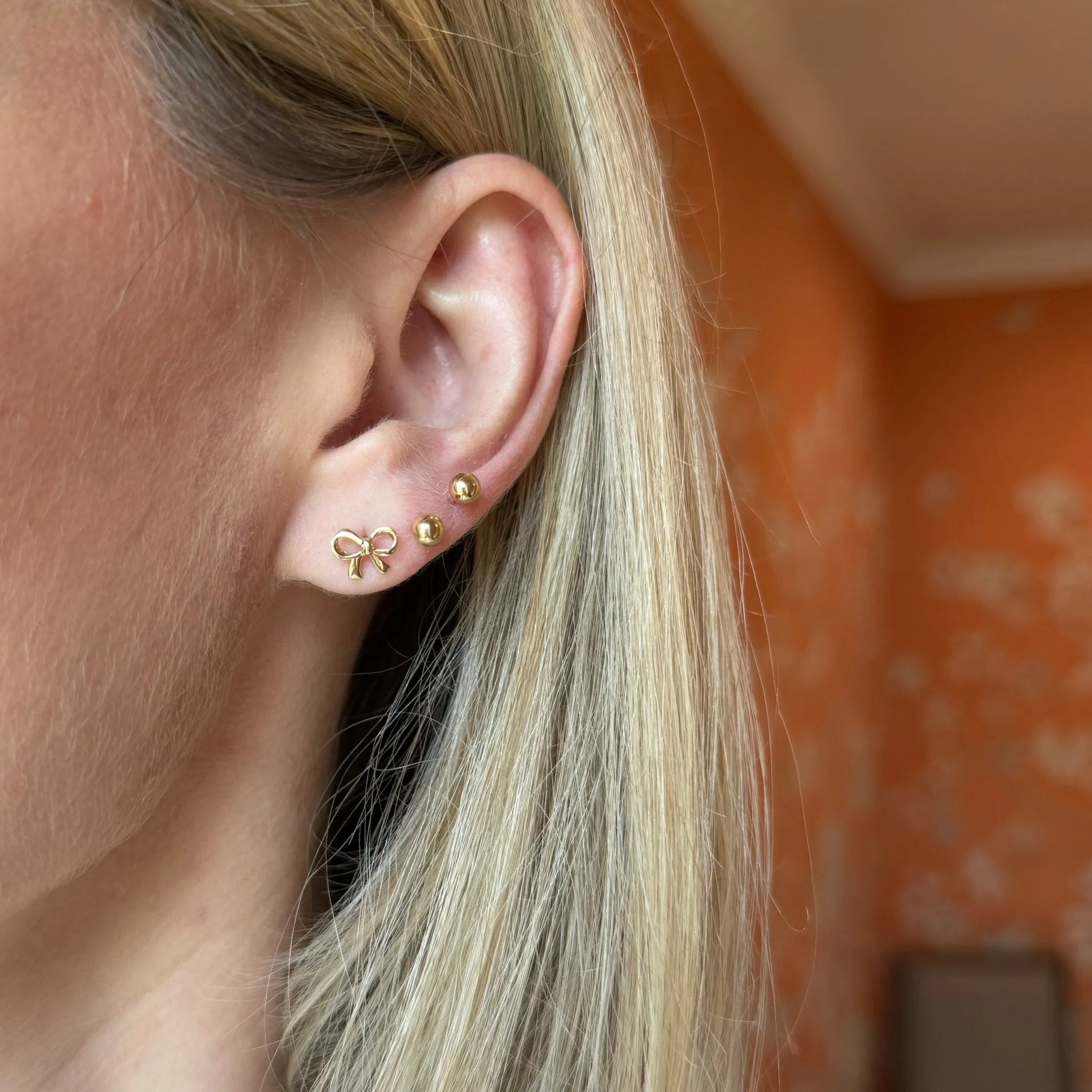 Gold Bow Studs