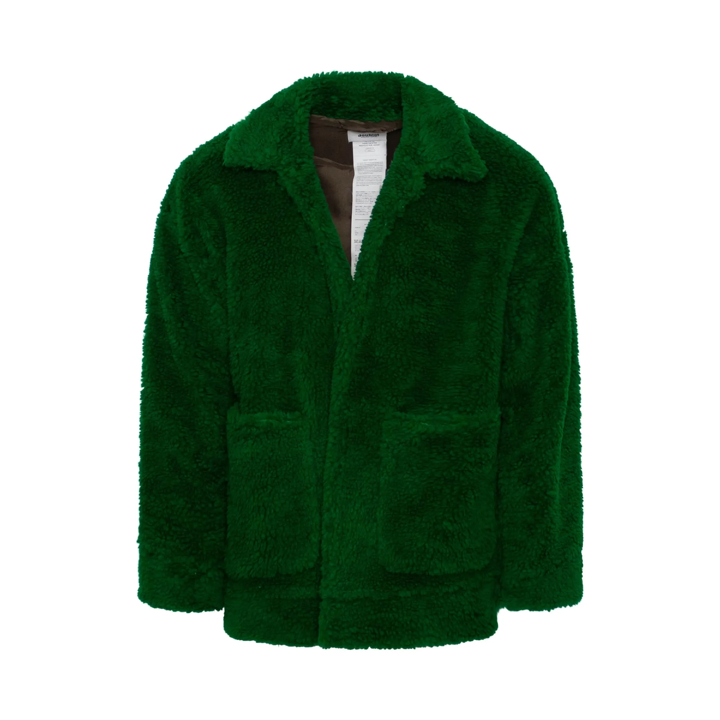 Hand-Painted Recycle Fur Jacket in Green