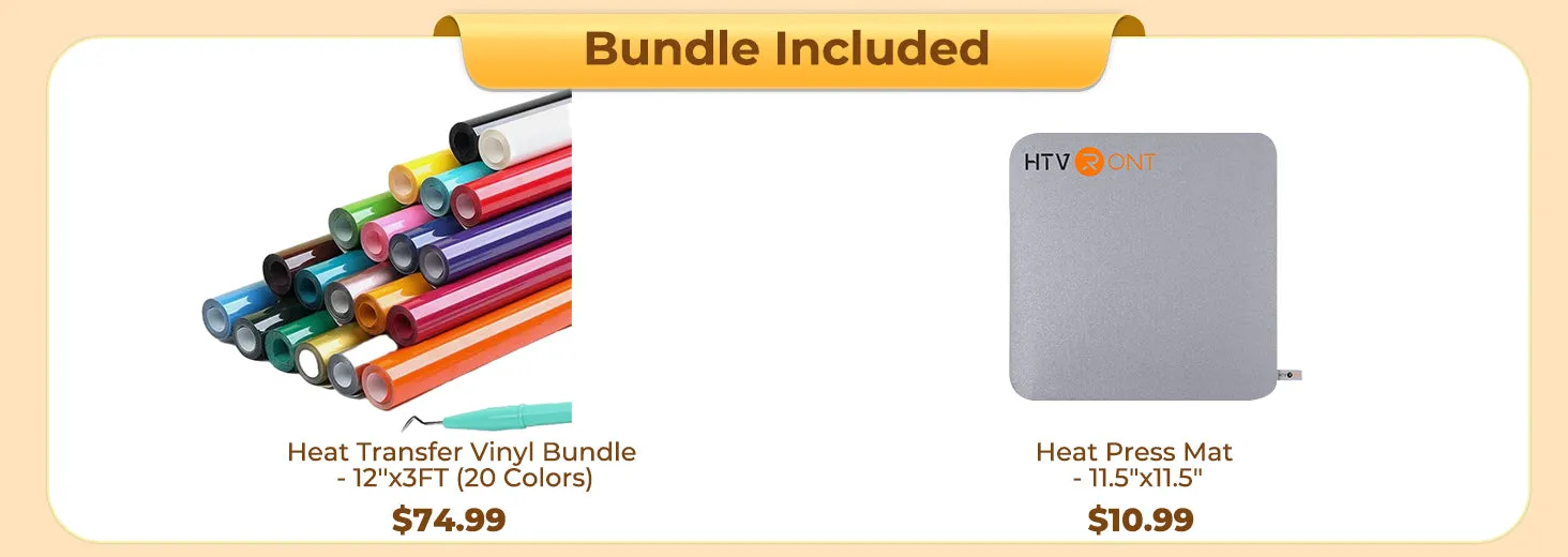 [HTV Bundle] T shirt Heat Press Machine-10"X10" Great Valued  Bundle(20rolls HTV vinyl-20colors   Heat Press Mat ≥$86)