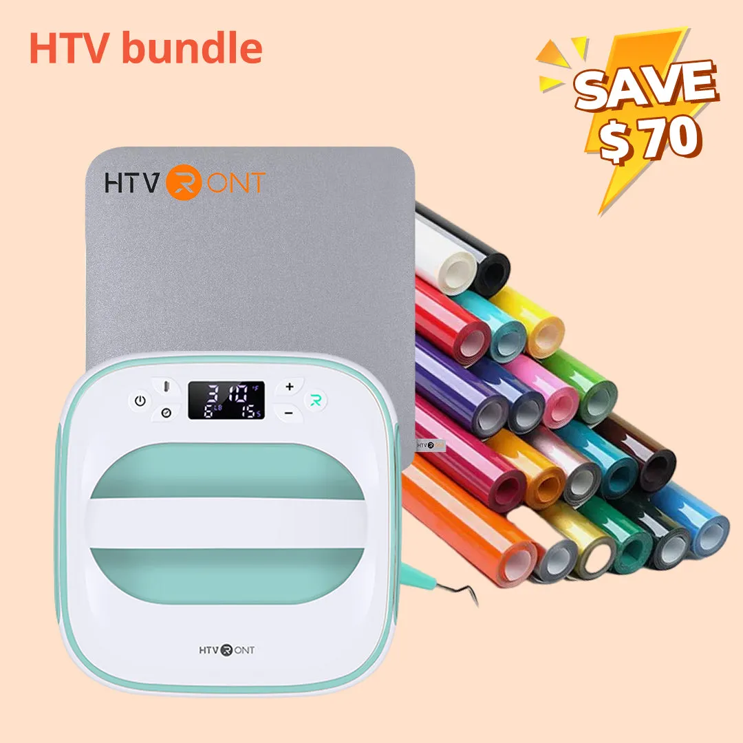 [HTV Bundle] T shirt Heat Press Machine-10"X10" Great Valued  Bundle(20rolls HTV vinyl-20colors   Heat Press Mat ≥$86)