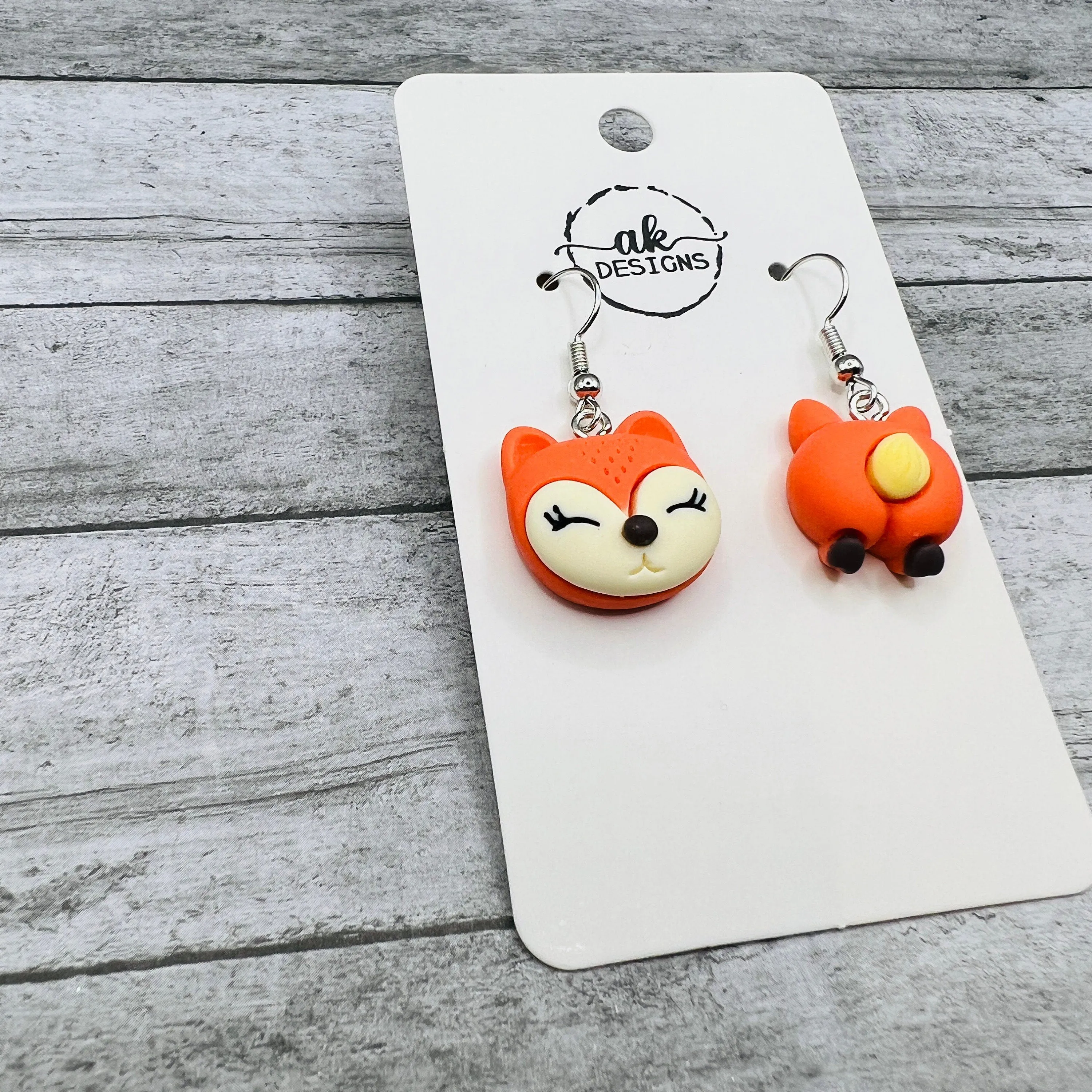 Hypoallergenic Kawaii Fox Mismatched Face and Butt  Earrings - Clearance