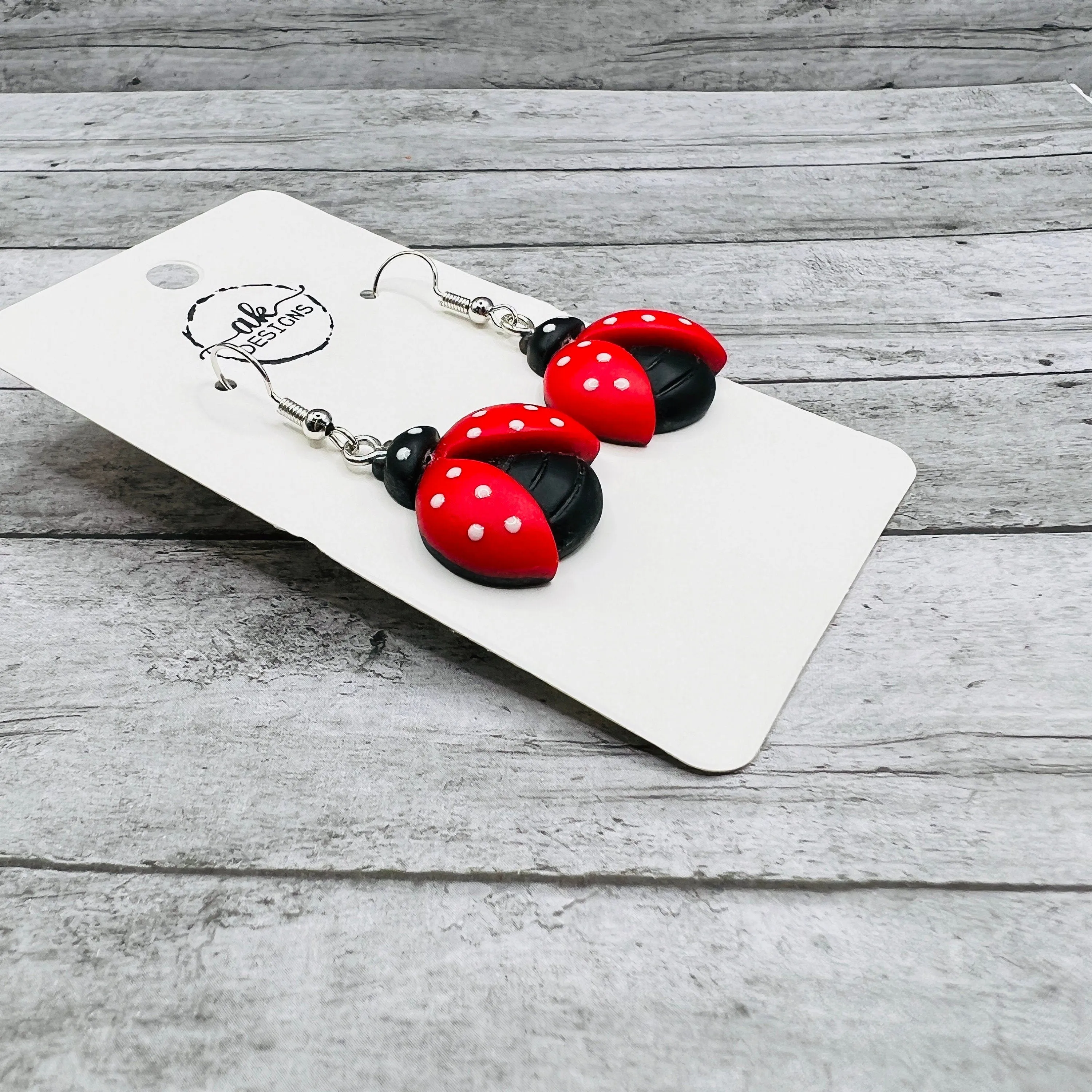 Hypoallergenic Ladybug Resin  Earrings Cartoon Bold Colorful
