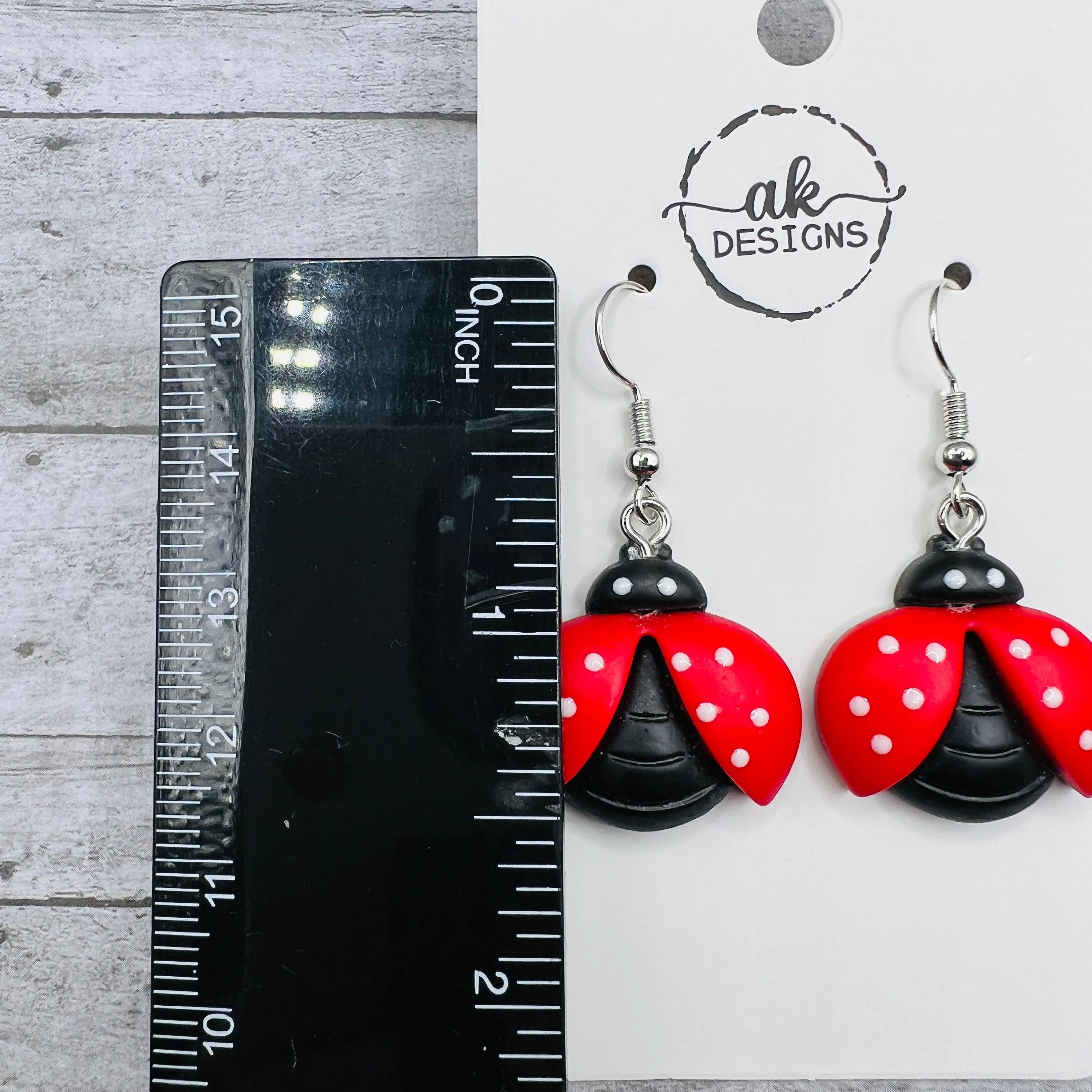 Hypoallergenic Ladybug Resin  Earrings Cartoon Bold Colorful