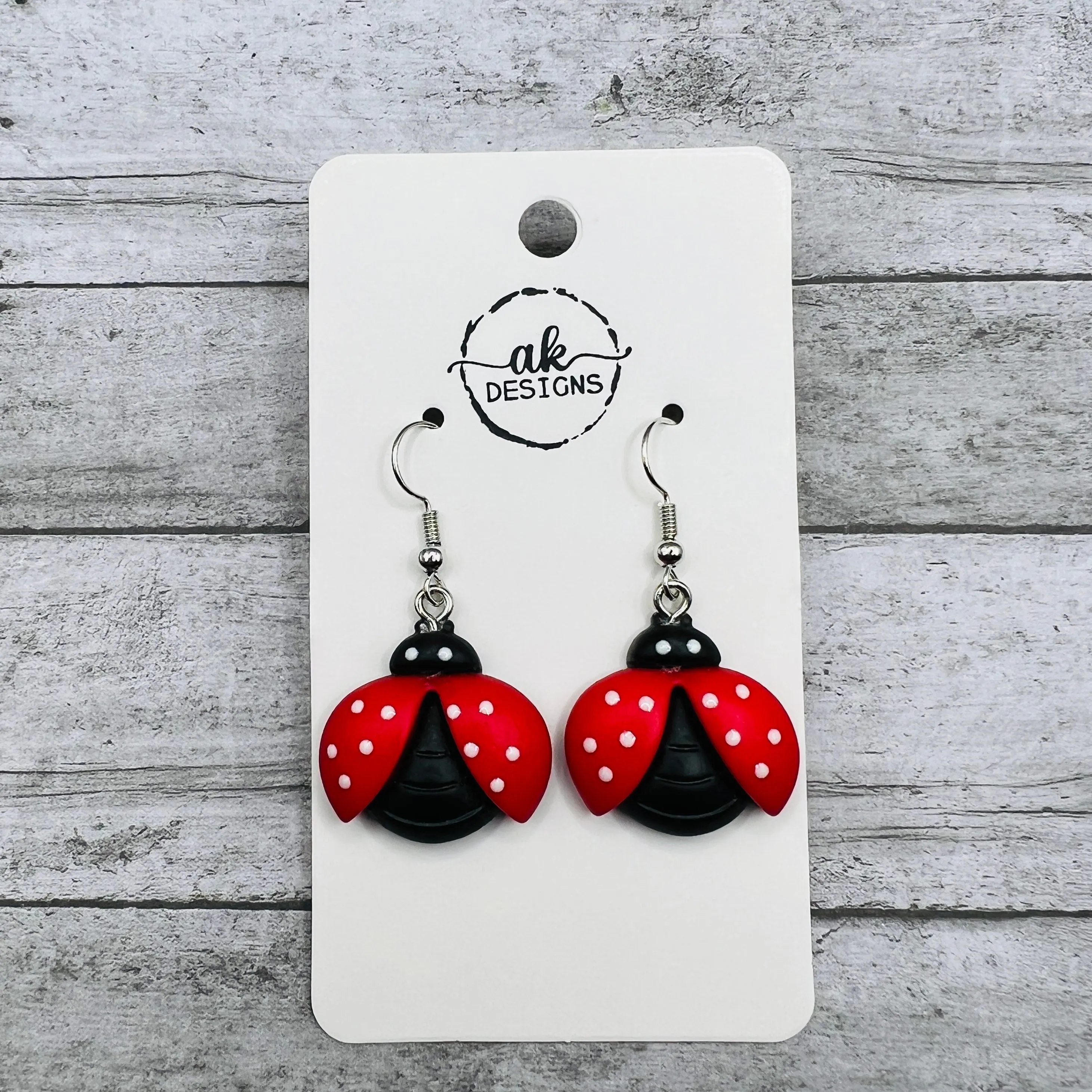 Hypoallergenic Ladybug Resin  Earrings Cartoon Bold Colorful