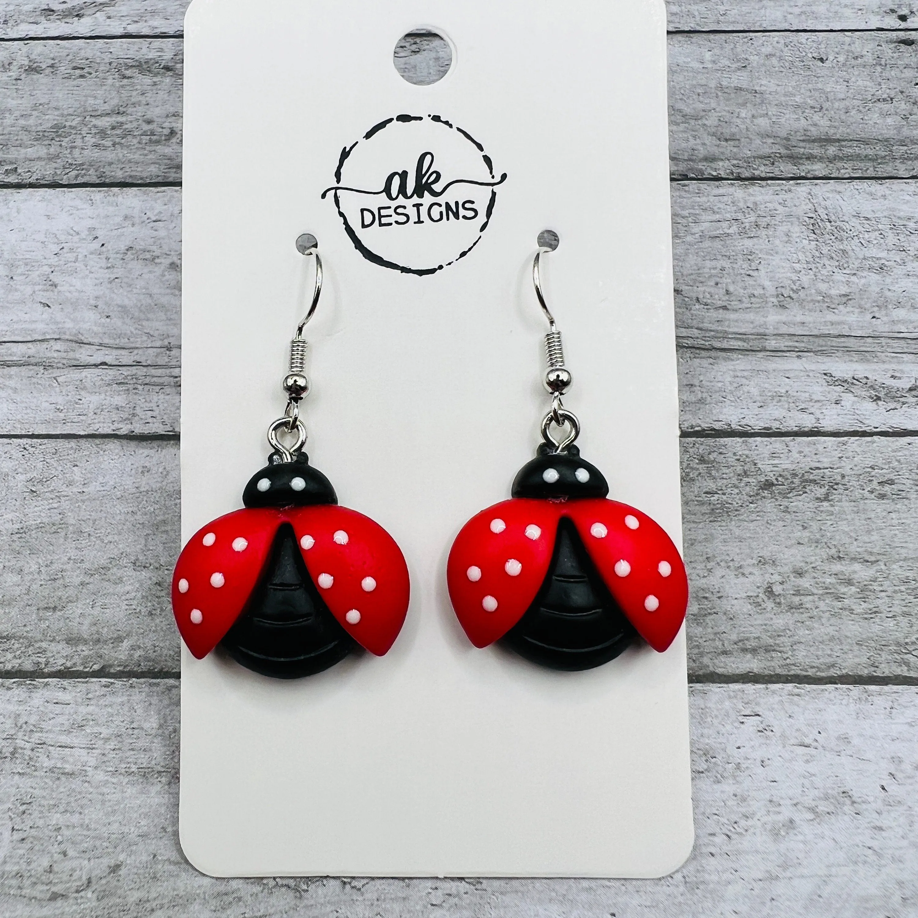 Hypoallergenic Ladybug Resin  Earrings Cartoon Bold Colorful