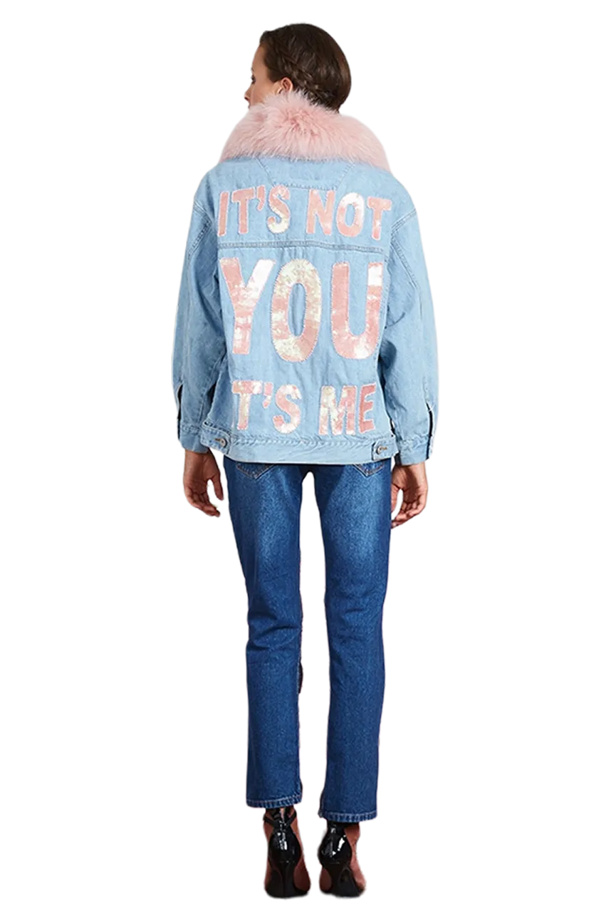 It's Not You It's Me Denim Faux Fur Jacket
