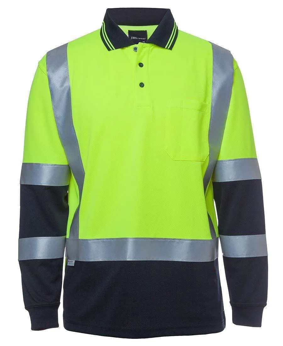 JB'S Hi-Vis Long Sleeve H Pattern Trad Polo 6DHL