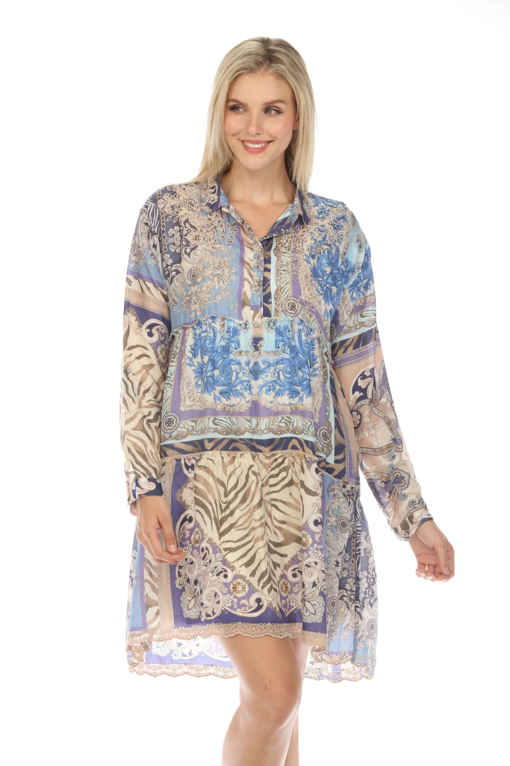 Johnny Was Valentin Jasmine Silk Slip Dress Boho Chic C39223