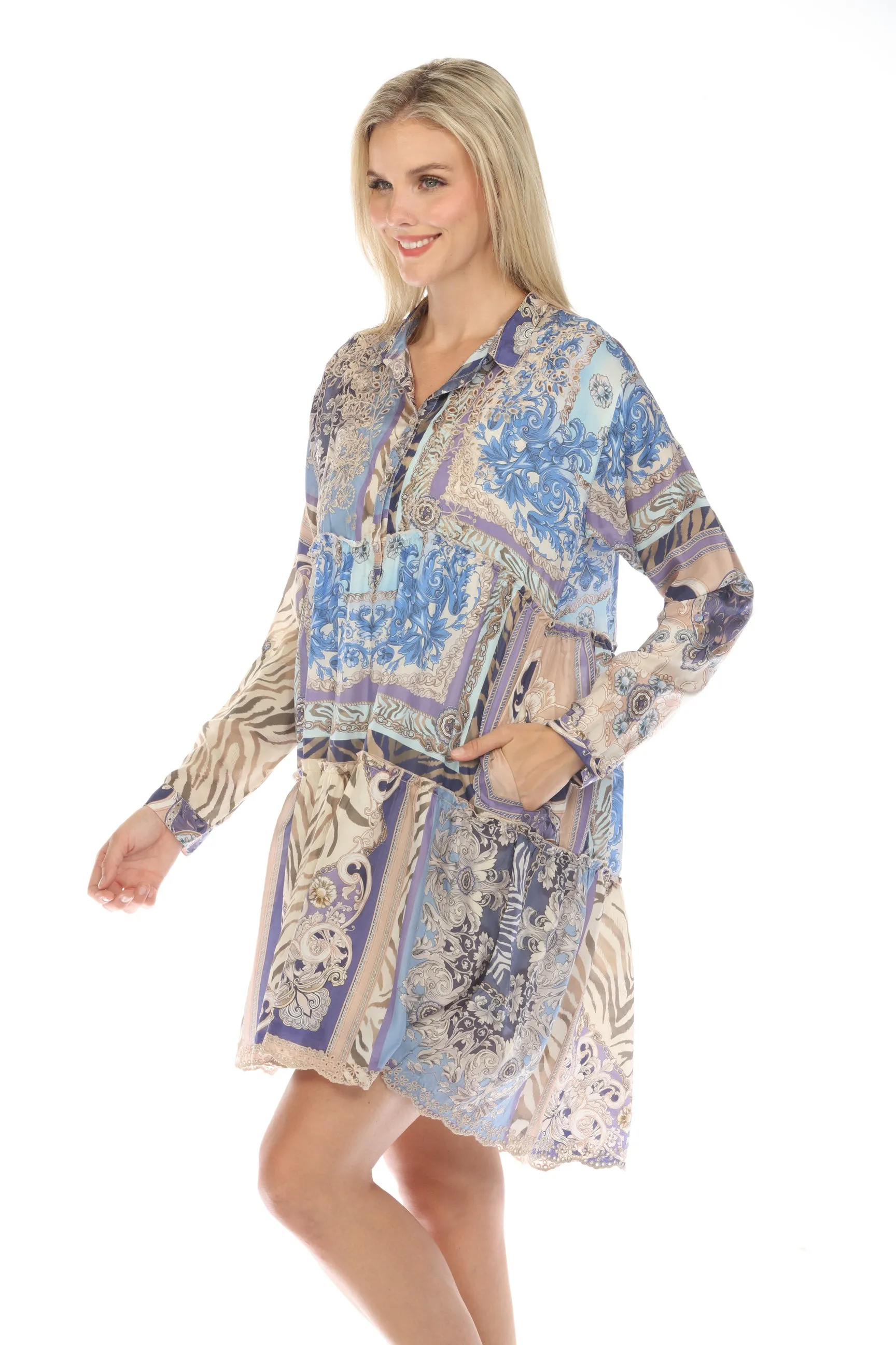 Johnny Was Valentin Jasmine Silk Slip Dress Boho Chic C39223