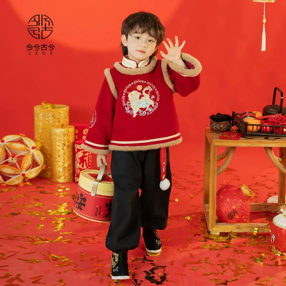 JXGX Chinese New Year Boys Fleece Jacket ---Zongyu
