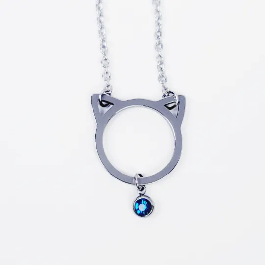 Kitten Day Collar, Stainless Steel with Gemstone Pendant. Discreet Day Collar for Submissive, Pet Play, DDLG, BDSM