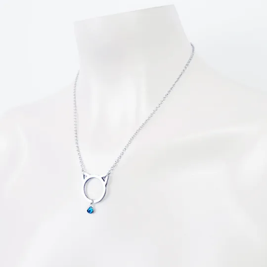Kitten Day Collar, Stainless Steel with Gemstone Pendant. Discreet Day Collar for Submissive, Pet Play, DDLG, BDSM