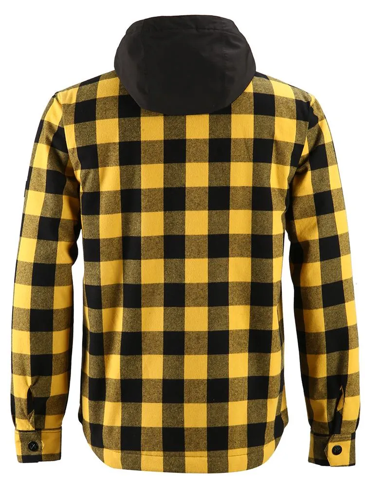 men's autumn and winter yellow and black plaid shirt ski suit waterproof thick warm veneer trend loose snow suit
