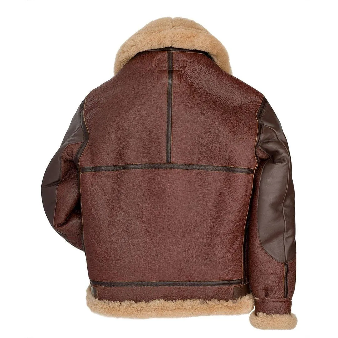 Men's B-3 Bomber 1941 Pearl Harbor Brown Sheepskin Leather Jacket