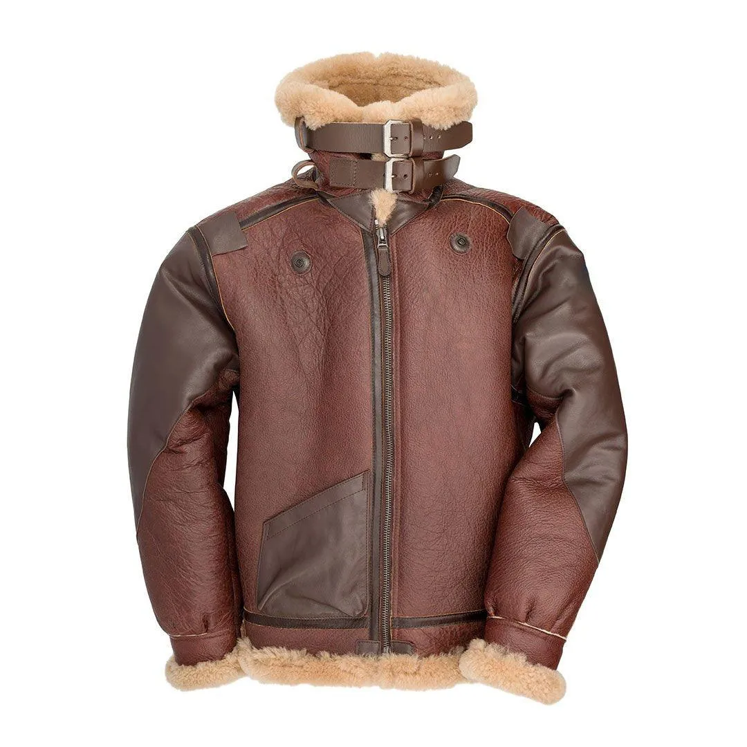 Men's B-3 Bomber 1941 Pearl Harbor Brown Sheepskin Leather Jacket