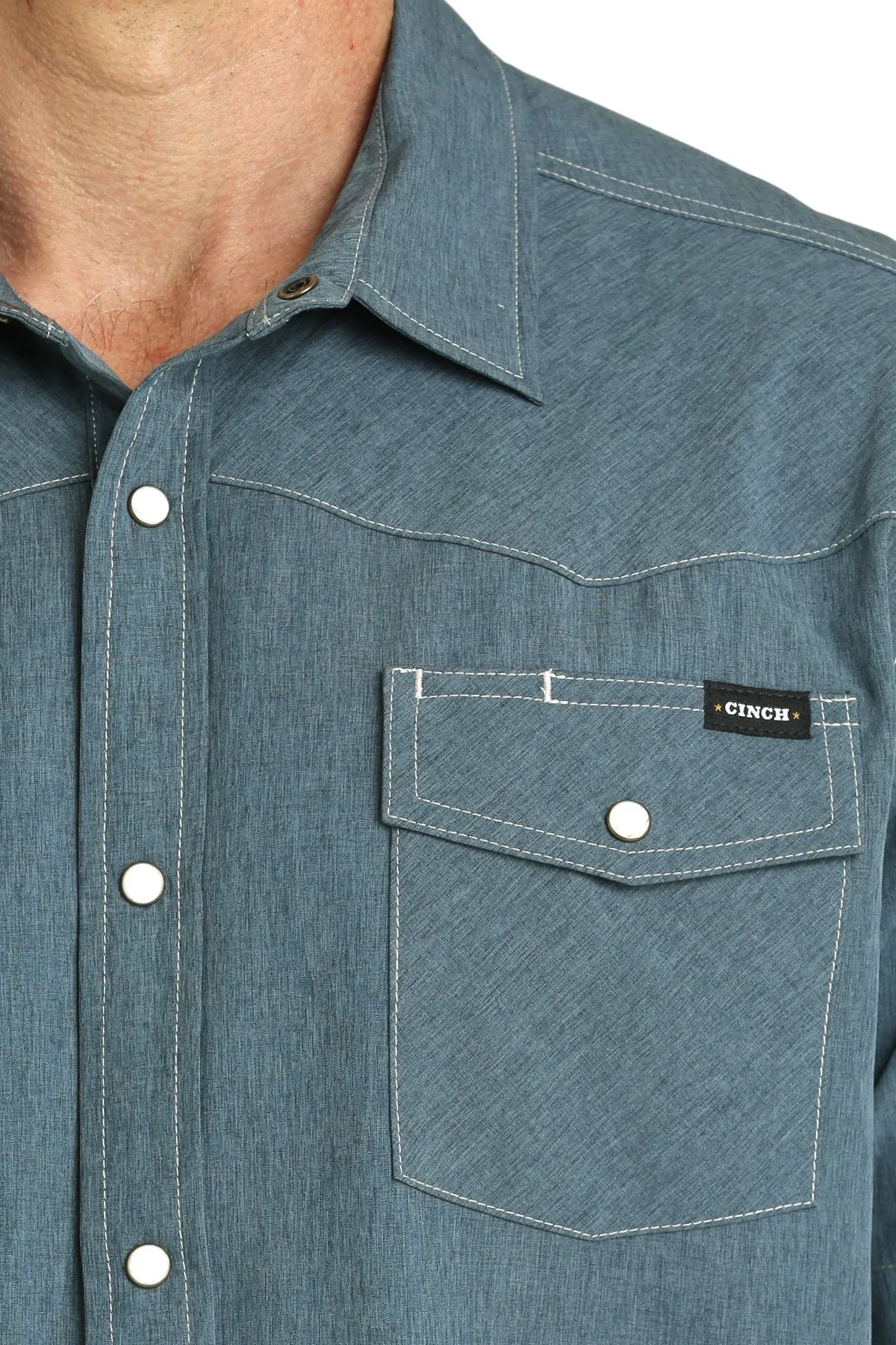 Men's Cinch Solid Blue Short Sleeve Camp Shirt
