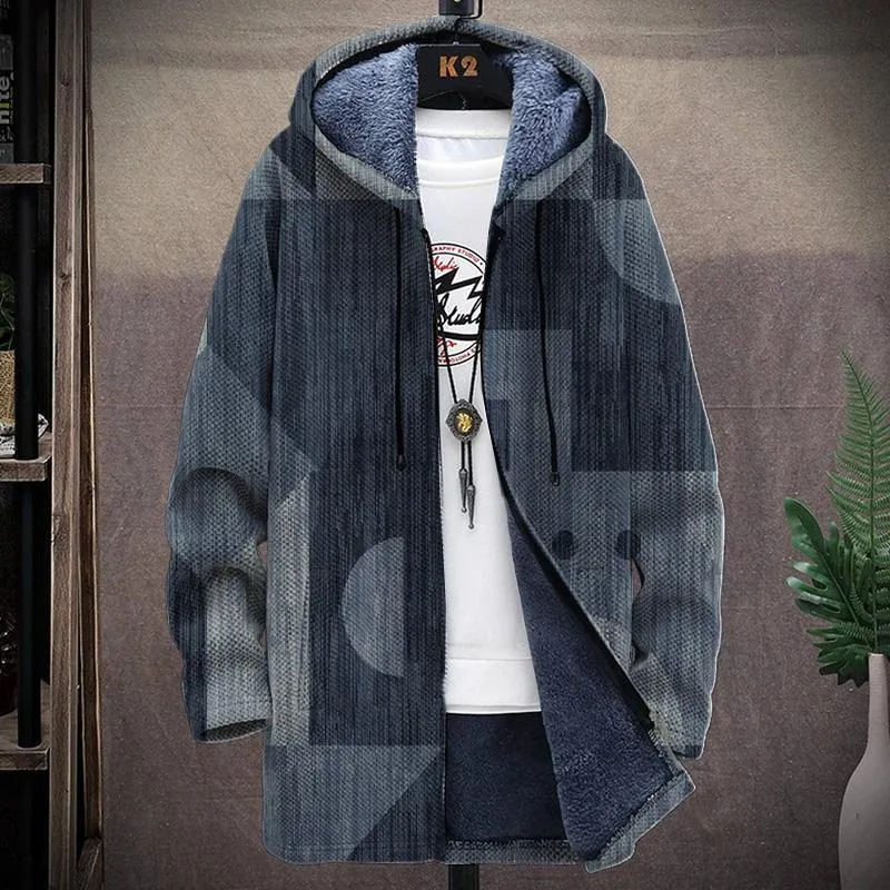 MEN'S PRINTED HOODED FLEECE JACKET 47285527YM