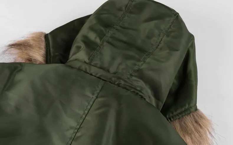 Men's Winter Warm Hooded Thermal Padded Bomber With Faux Fur Collar