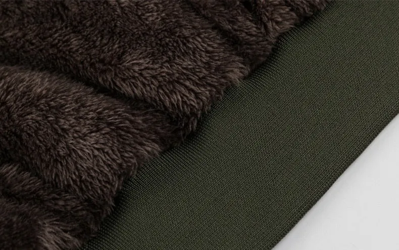 Men's Winter Warm Hooded Thermal Padded Bomber With Faux Fur Collar