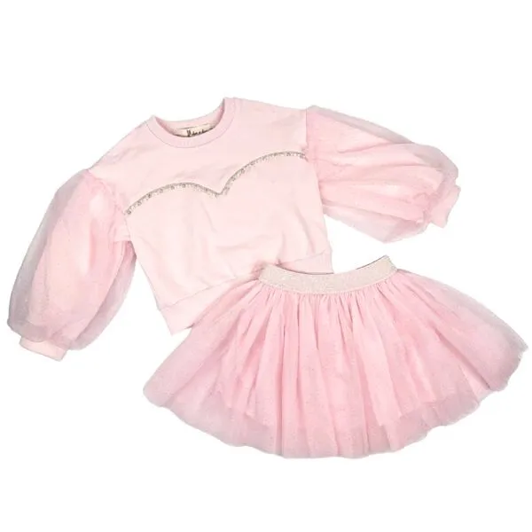 Mesh Slv Embellished Sweatshirt - Pink