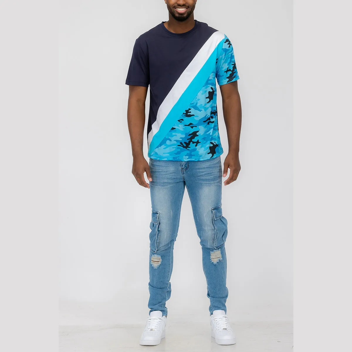 Navy Camo Block Tee