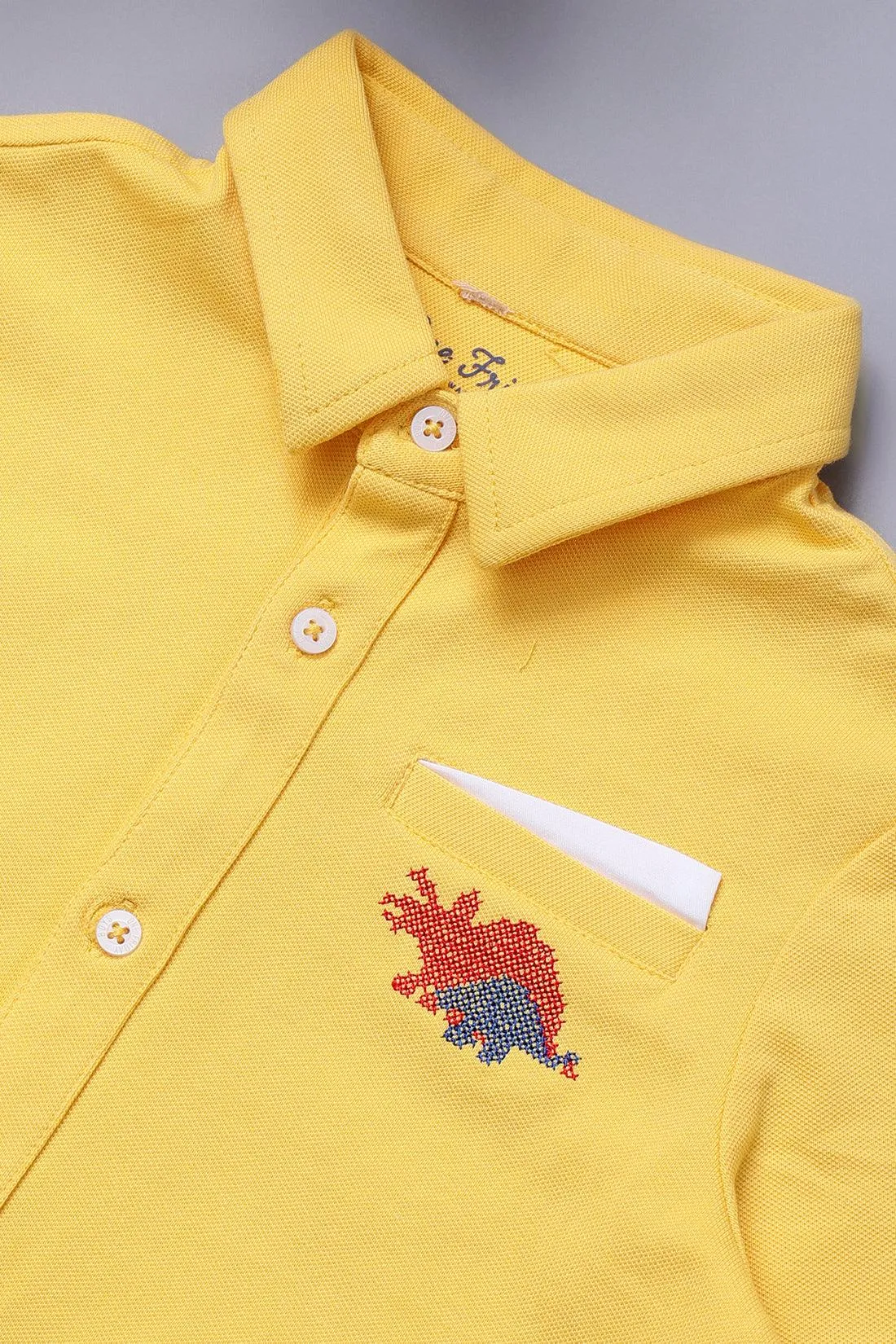 One Friday Baby Boys Yellow Cotton Half Sleeves Shirt