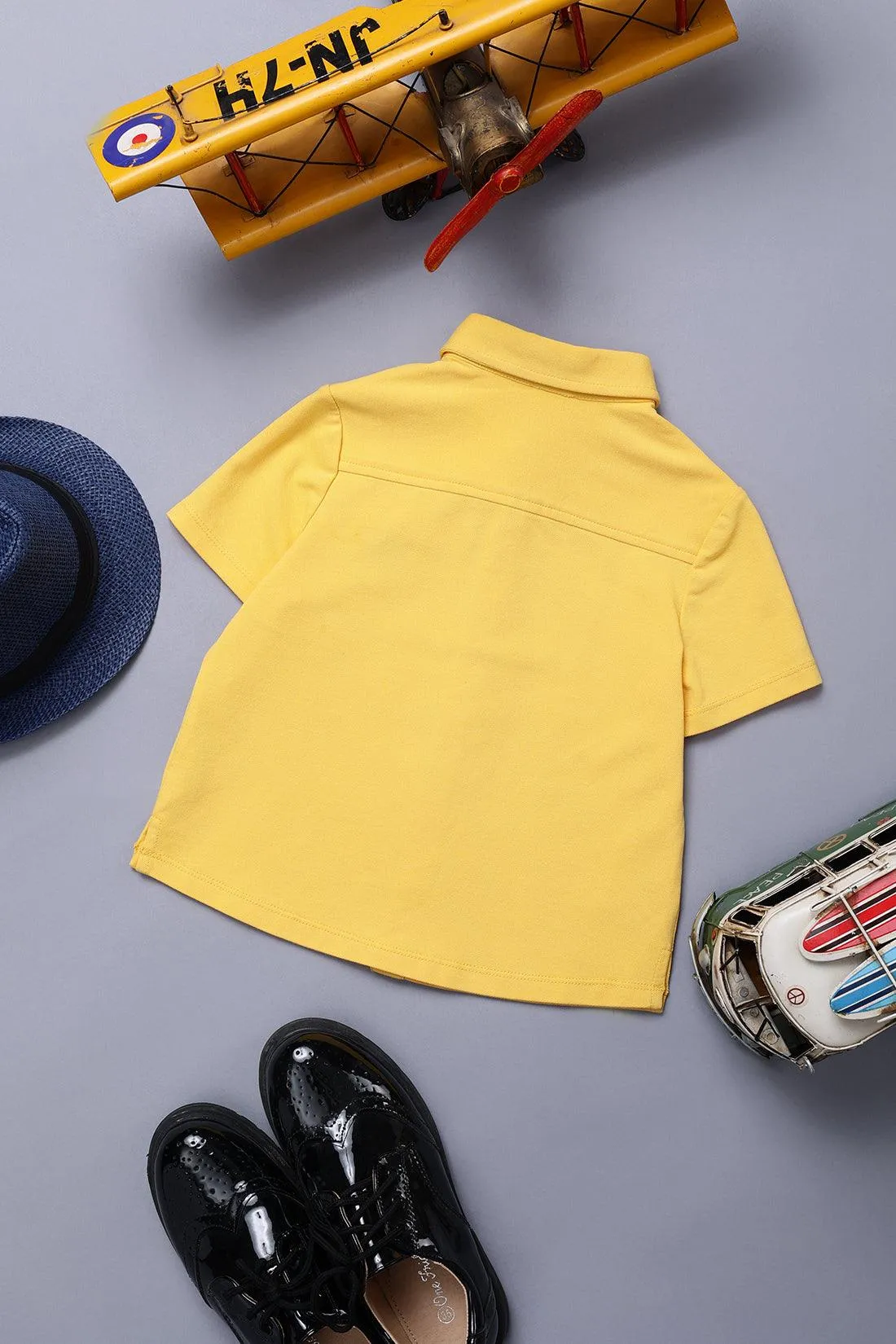 One Friday Baby Boys Yellow Cotton Half Sleeves Shirt