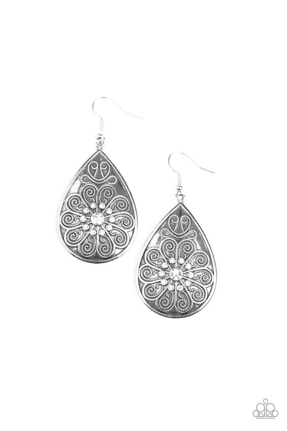 Paparazzi Banquet Bling Earrings White