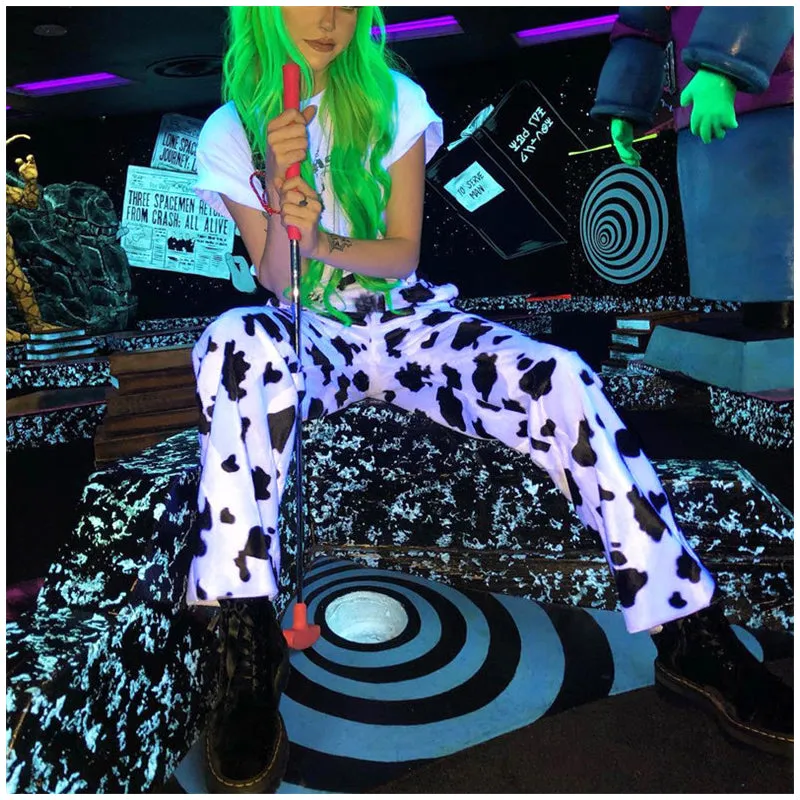 Party Elastic High Waist Print Wide Leg Pants