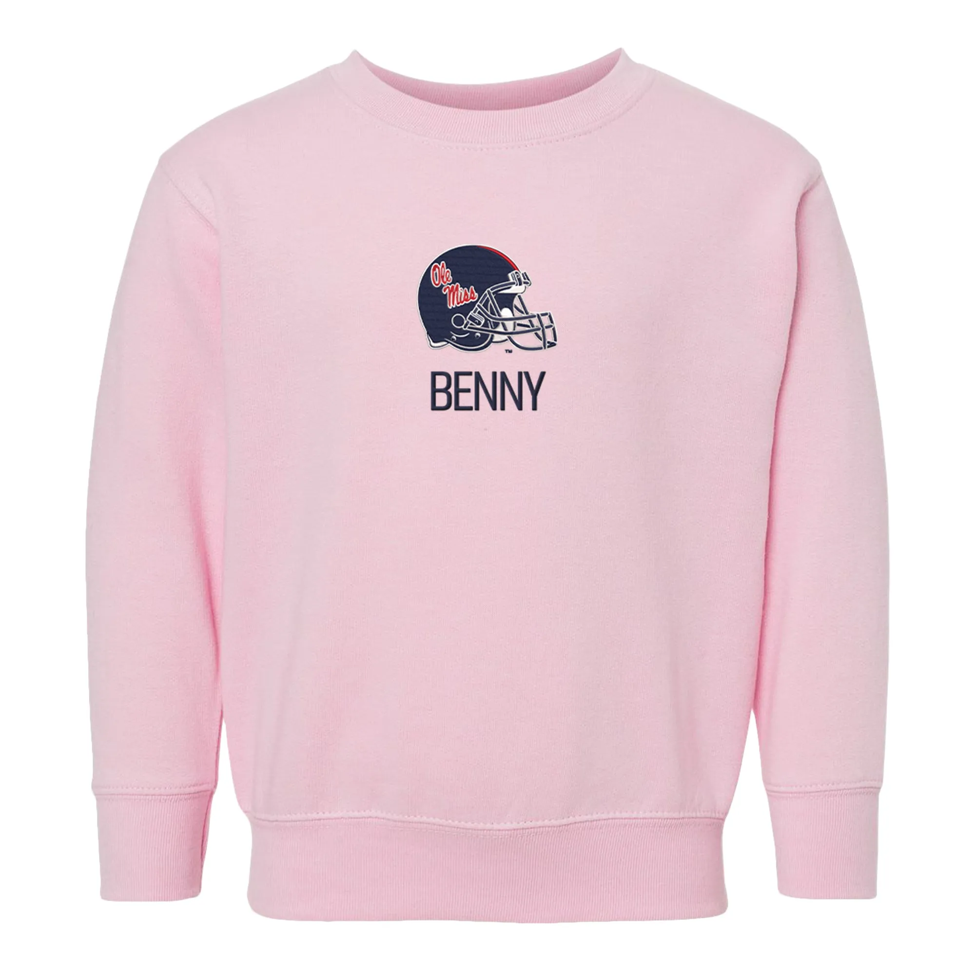 Personalized Ole Miss Rebels Helmet Toddler Crewneck Sweatshirt