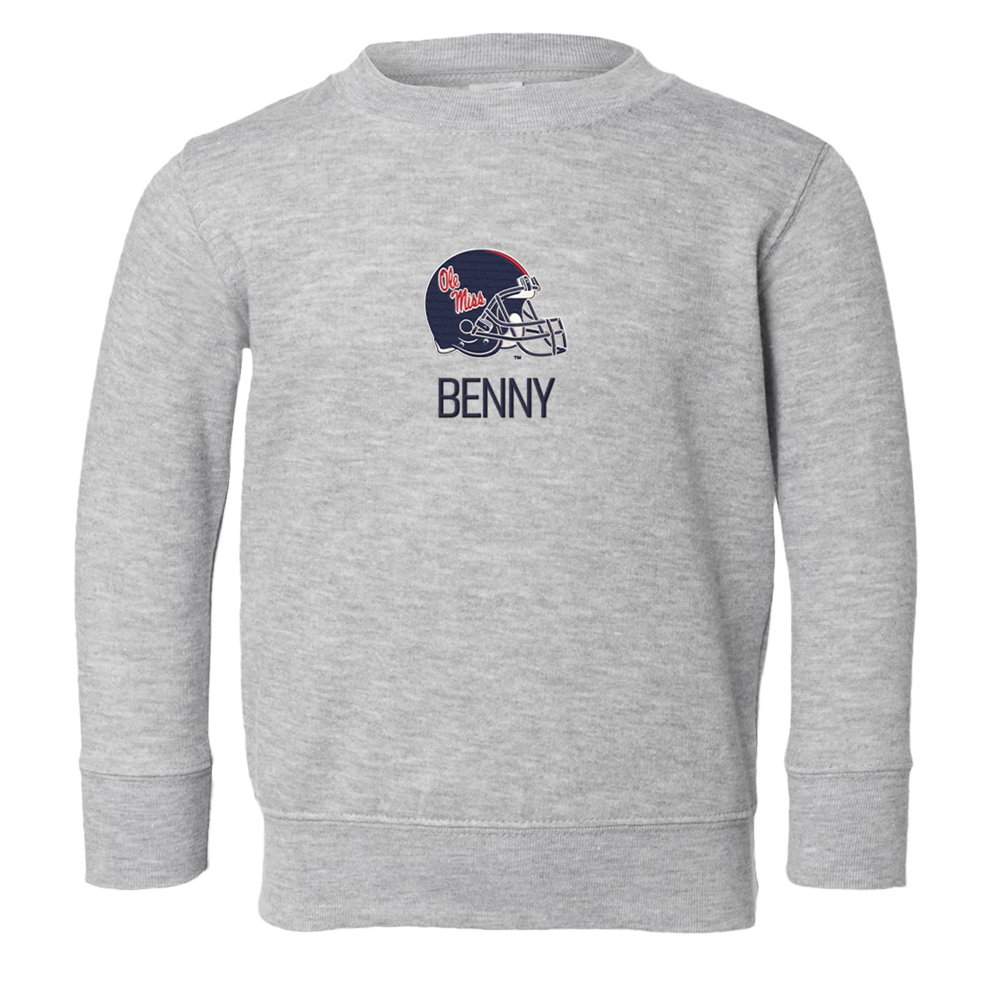 Personalized Ole Miss Rebels Helmet Toddler Crewneck Sweatshirt