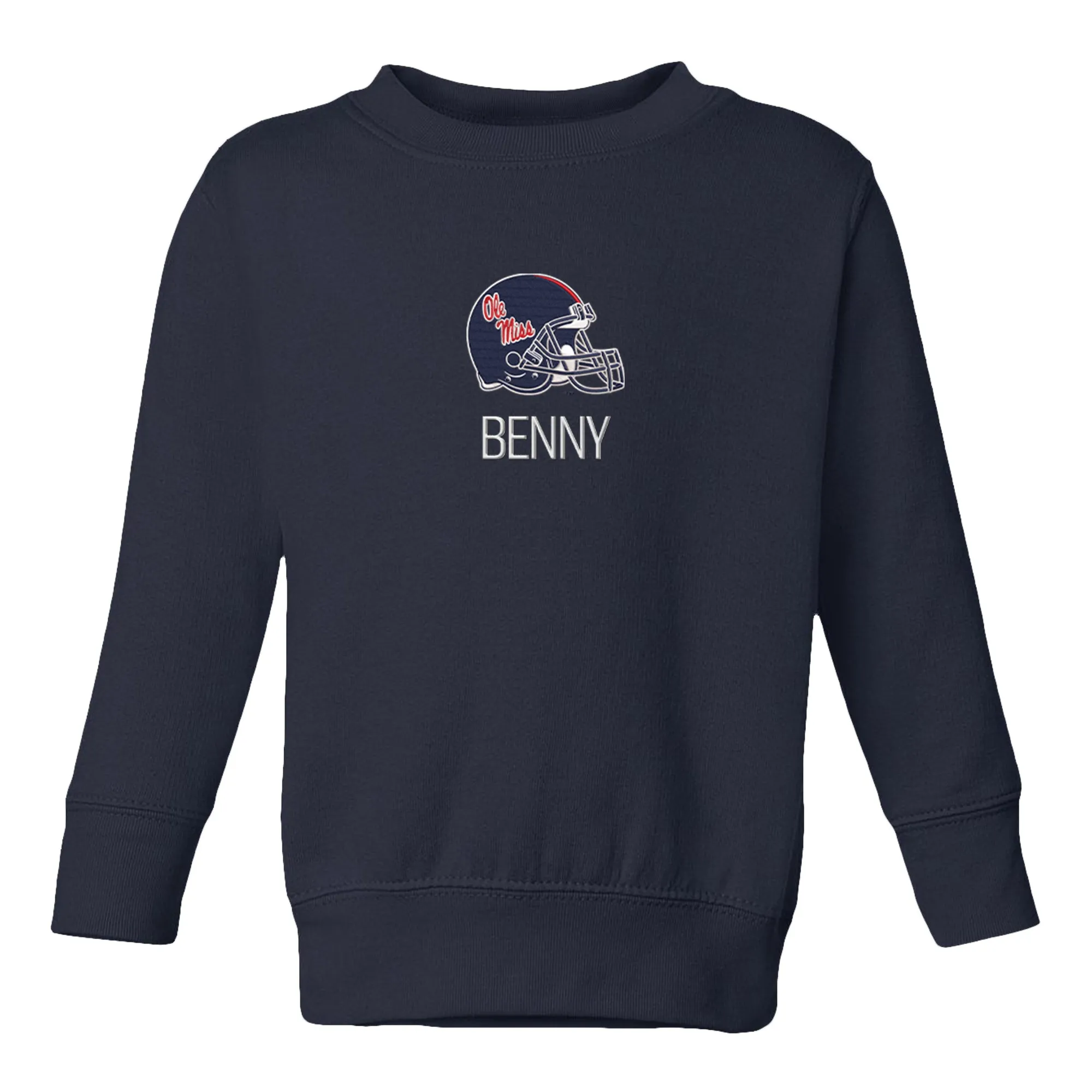 Personalized Ole Miss Rebels Helmet Toddler Crewneck Sweatshirt