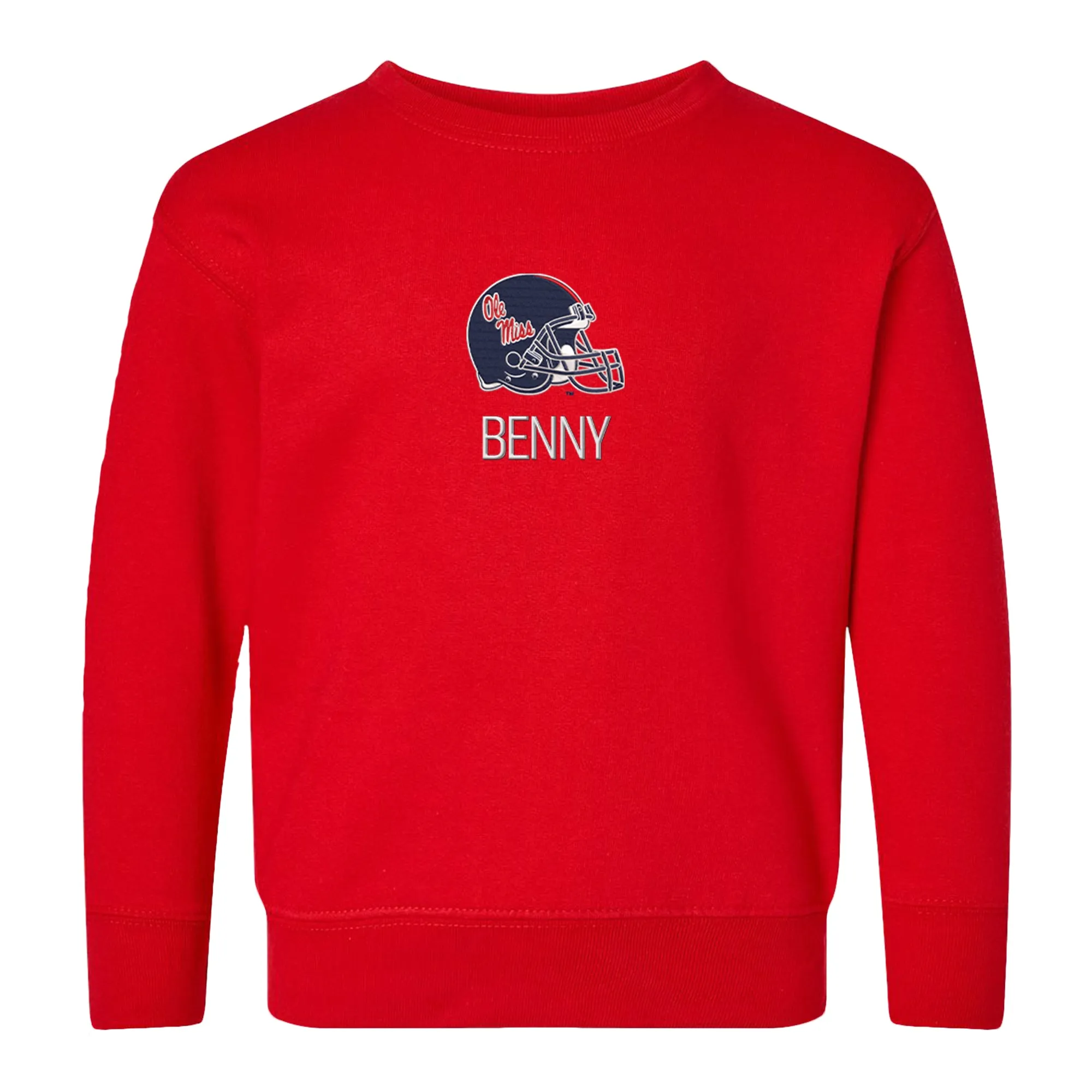 Personalized Ole Miss Rebels Helmet Toddler Crewneck Sweatshirt