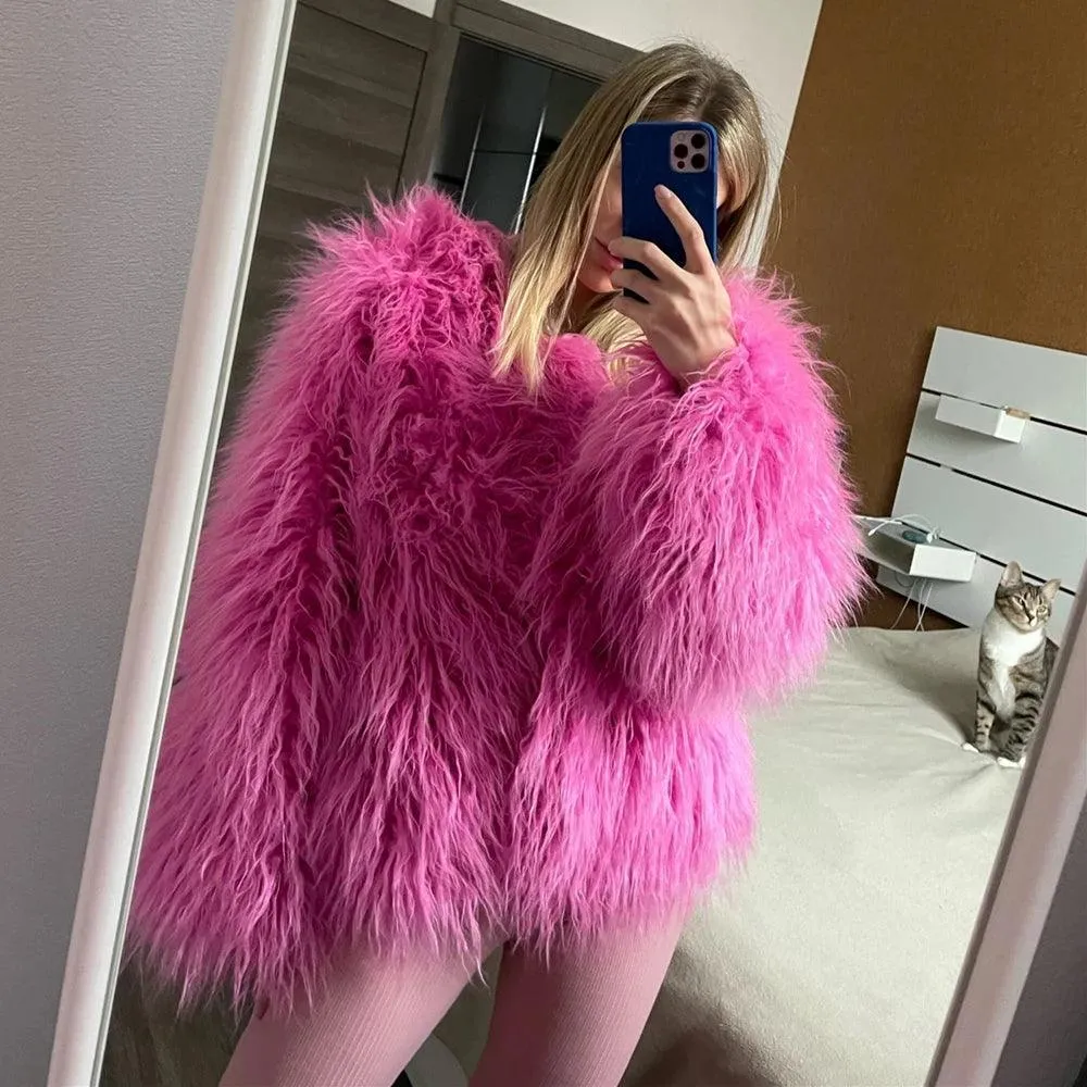 Pink Faux Fur Jacket: Elegant Blush Winter Wear