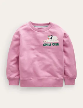 Relaxed Logo Sweatshirt-Sherbet Pink Polar Bear
