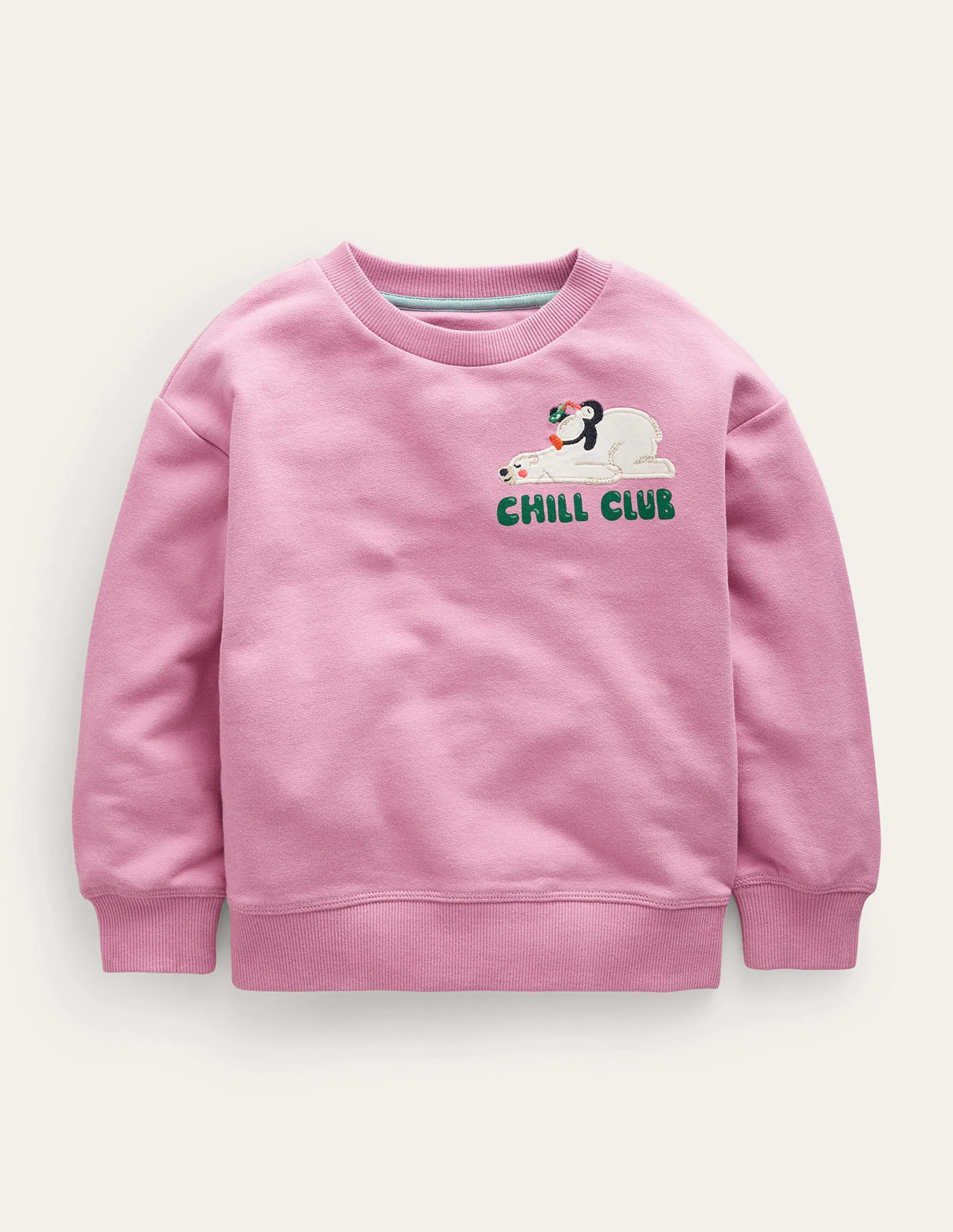 Relaxed Logo Sweatshirt-Sherbet Pink Polar Bear