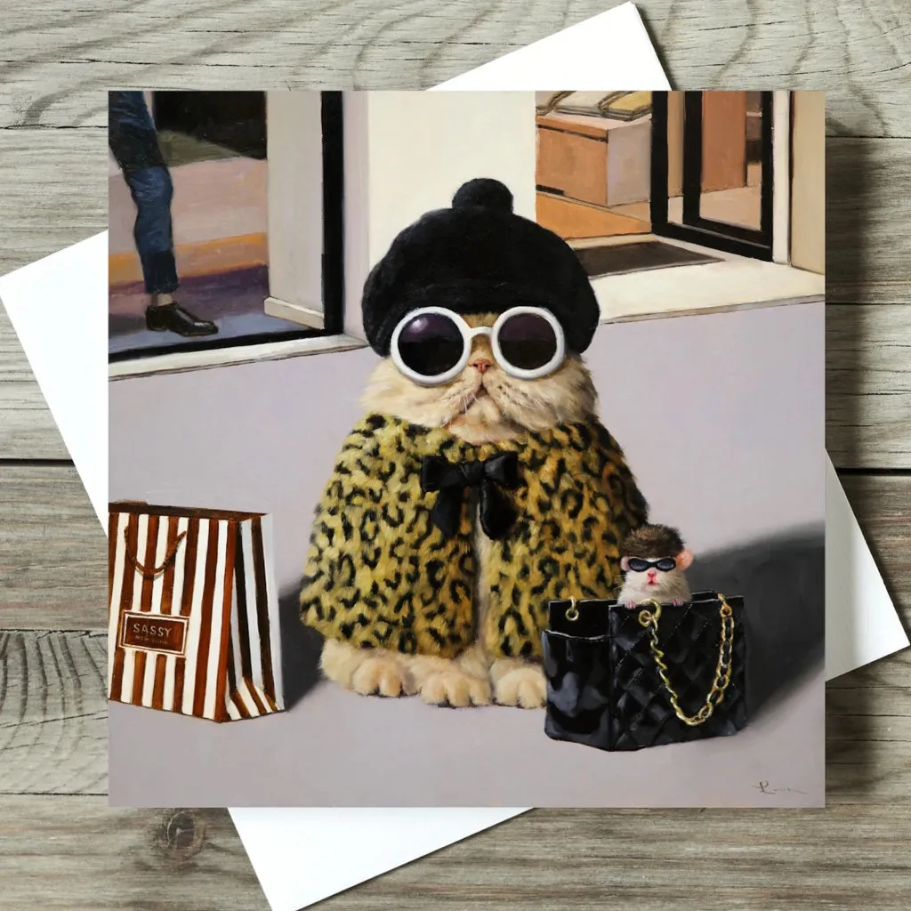 Retail Therapy by Lucia Heffernan Cat Greeting Card