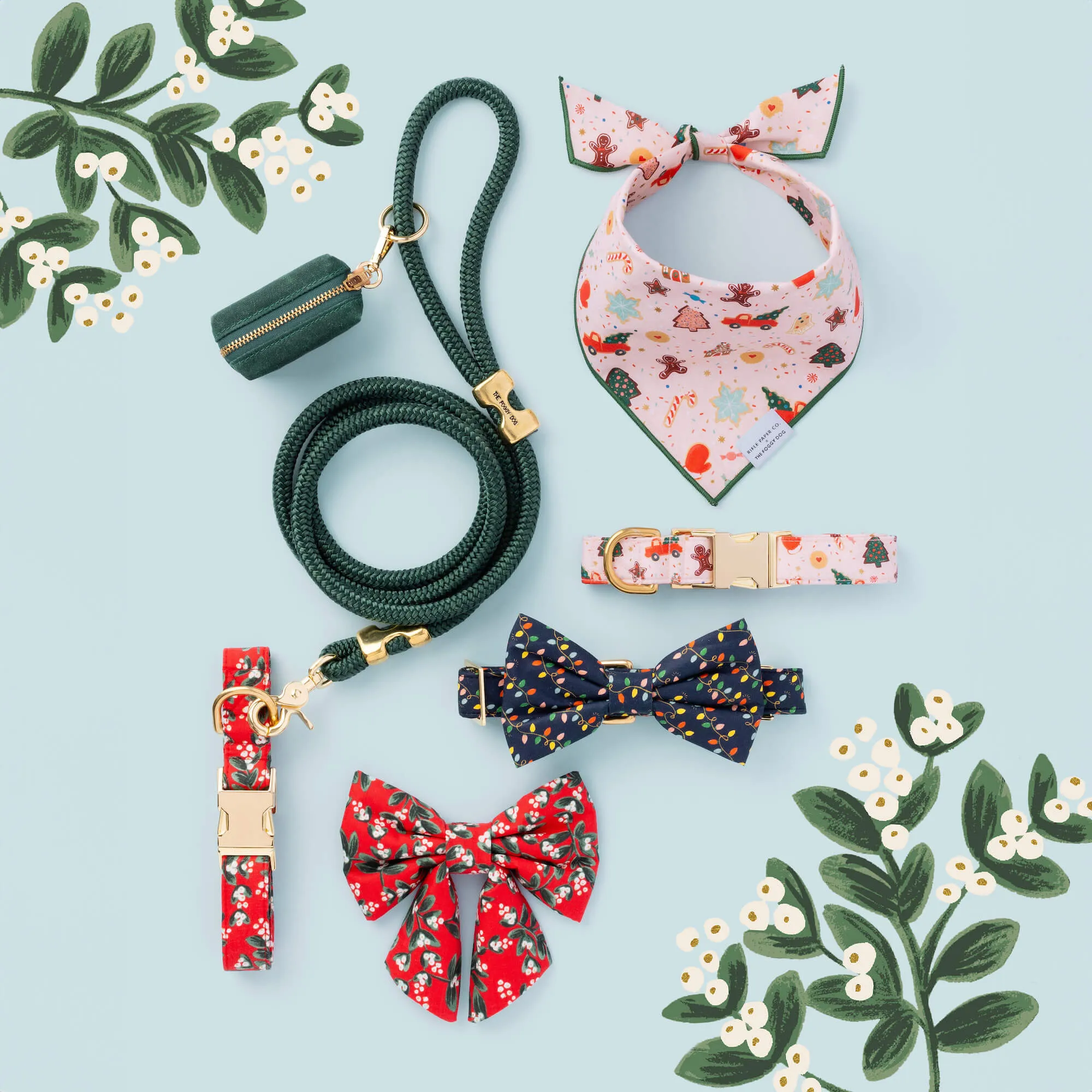 Rifle Paper Co. x TFD Mistletoe Lady Dog Bow